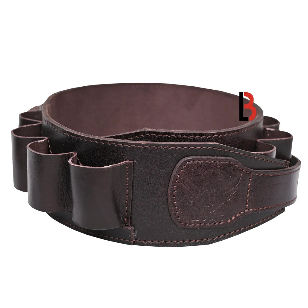 Double Barreled Shotgun Shell Bandolier Belt 12 Gauge Leather Ammunition Carrier