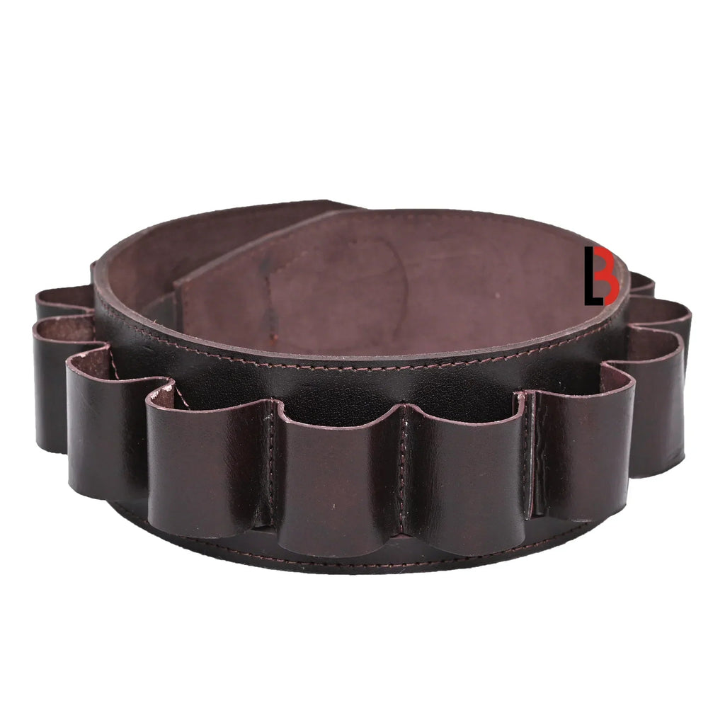 Double Barreled Shotgun Shell Bandolier Belt 12 Gauge Leather Ammunition Carrier