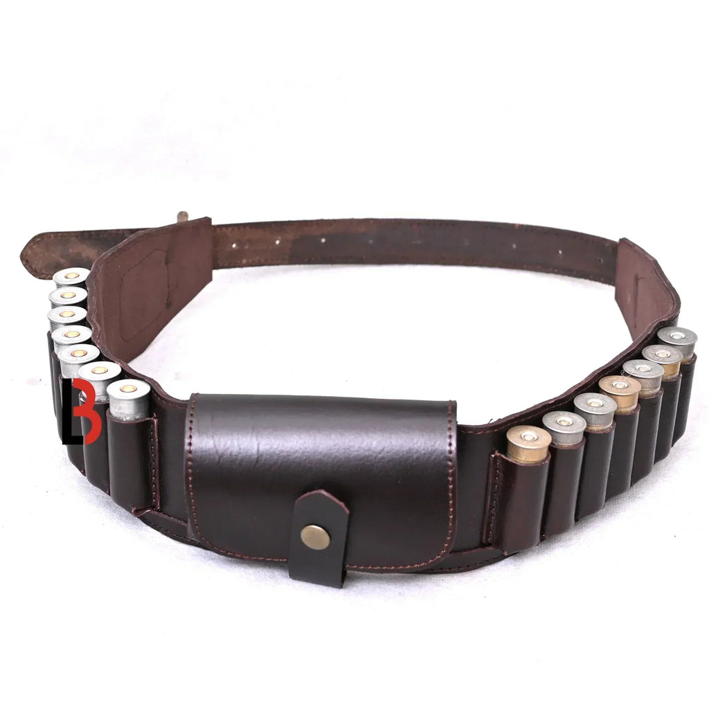 Cowhide Leather Shotshell Bandolier Belt 19-Shell Ammunition Carrier