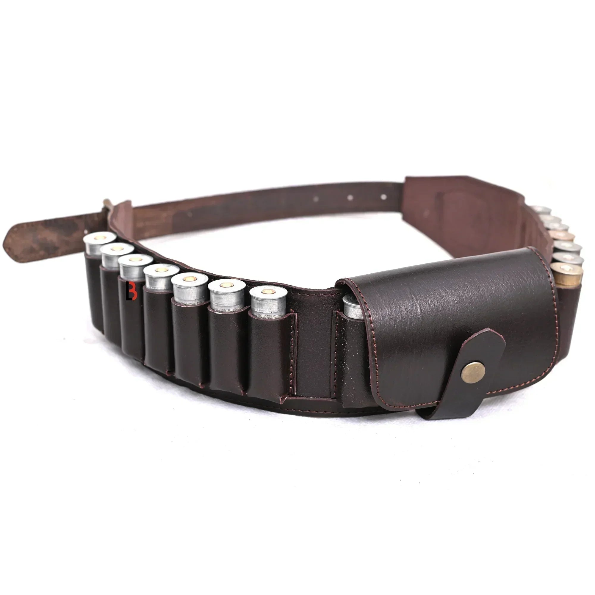Cowhide Leather Shotshell Bandolier Belt 19-Shell Ammunition Carrier