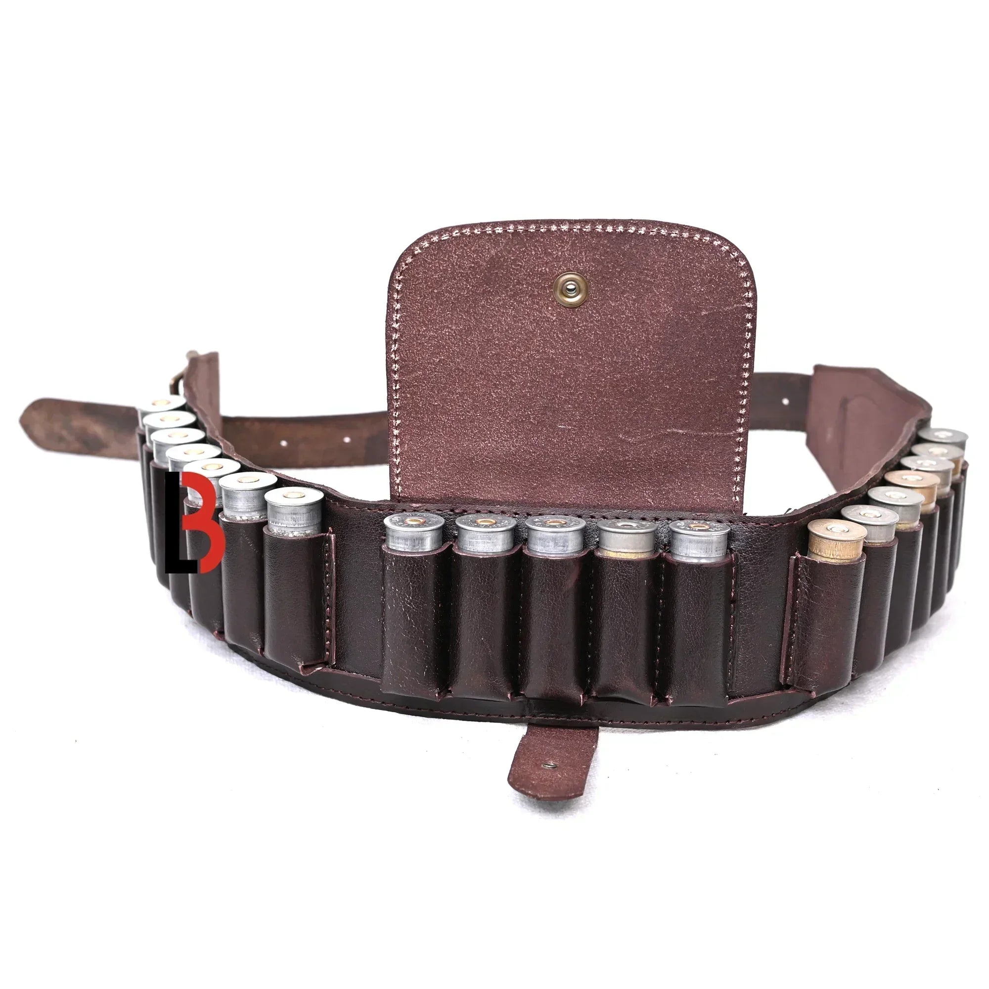 Cowhide Leather Shotshell Bandolier Belt 19-Shell Ammunition Carrier