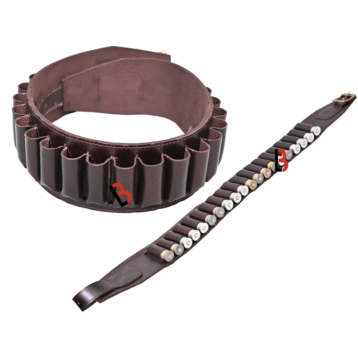 Cowhide Leather Shotshell Bandolier Belt 20-Shell Ammunition Carrier | Hunting Shell Holder