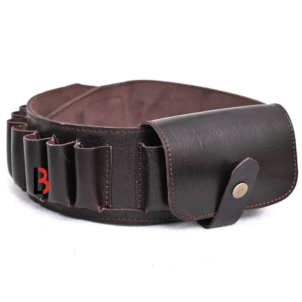 Cowhide Leather Shotshell Bandolier Belt 19-Shell Ammunition Carrier