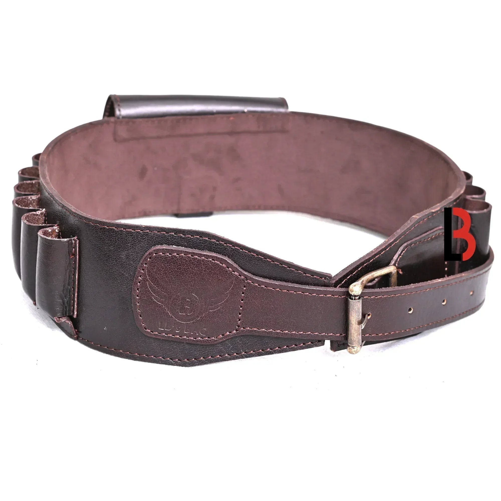 Cowhide Leather Shotshell Bandolier Belt 19-Shell Ammunition Carrier