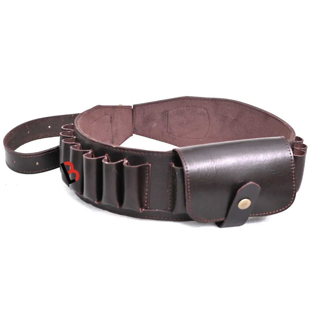 Cowhide Leather Shotshell Bandolier Belt 19-Shell Ammunition Carrier