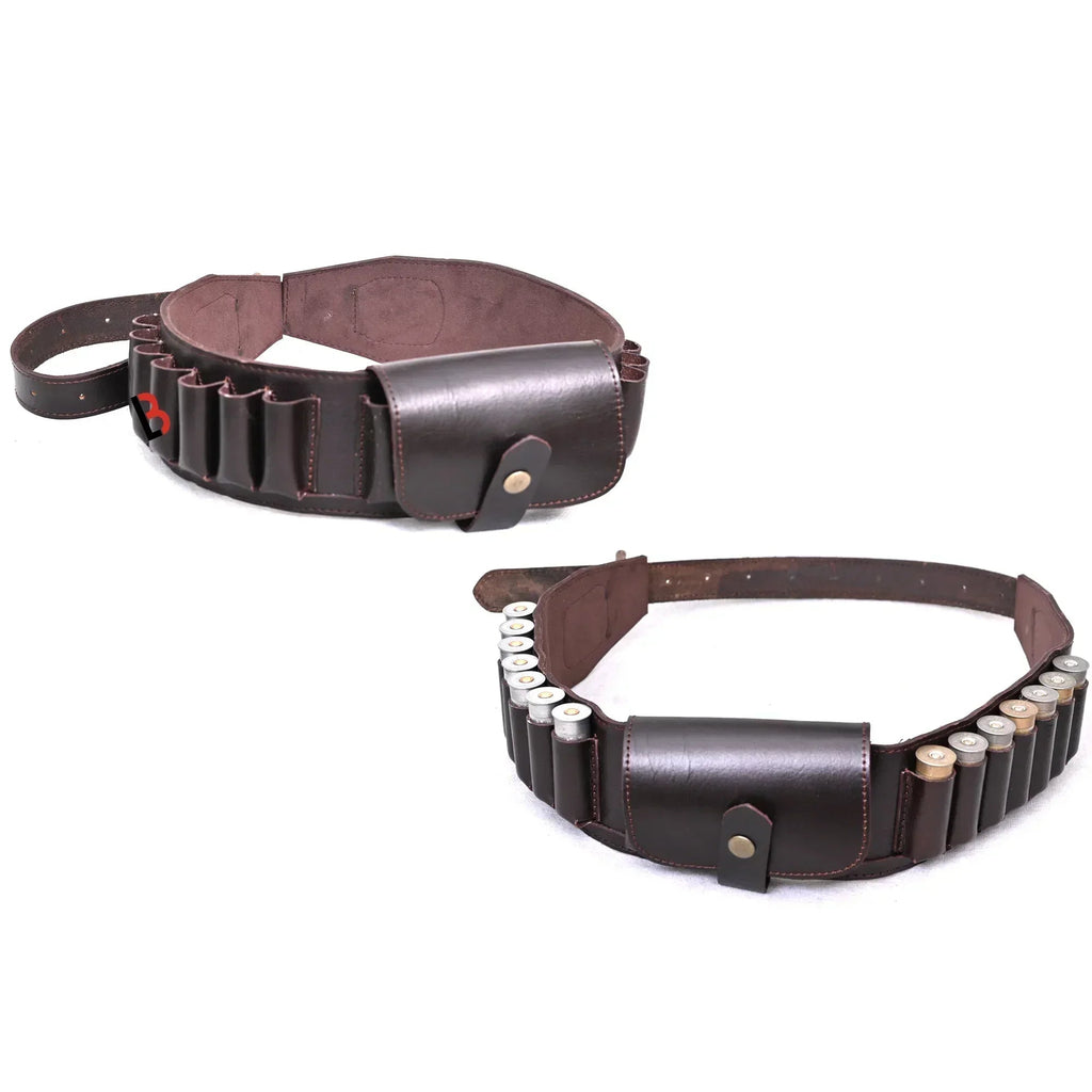 Cowhide Leather Shotshell Bandolier Belt 19-Shell Ammunition Carrier