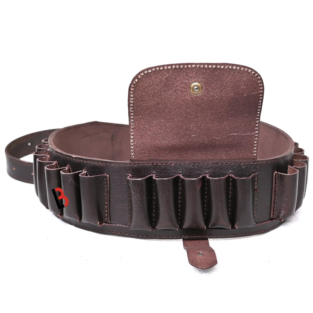 Cowhide Leather Shotshell Bandolier Belt 19-Shell Ammunition Carrier
