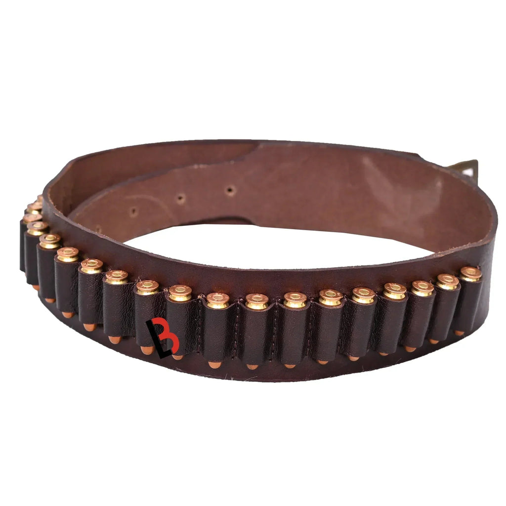 Cowhide Leather Adjustable Bandolier Cartridge Belt for.9MM / 38SPL, Vintage