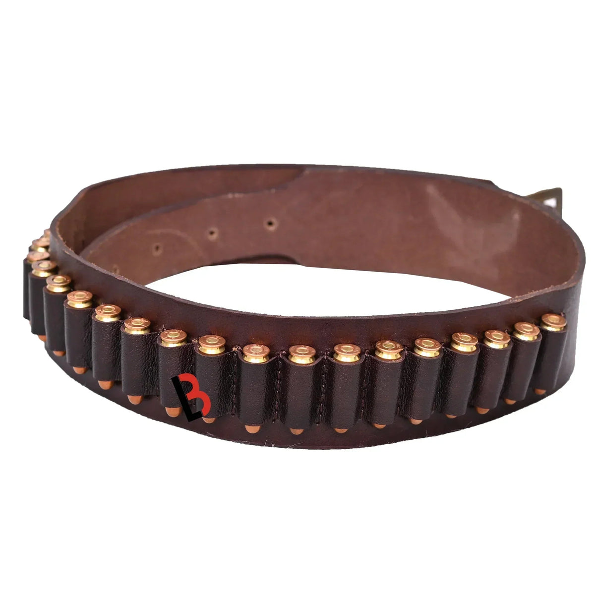 Cowhide Leather Adjustable Bandolier Cartridge Belt for.9MM / 38SPL, Vintage