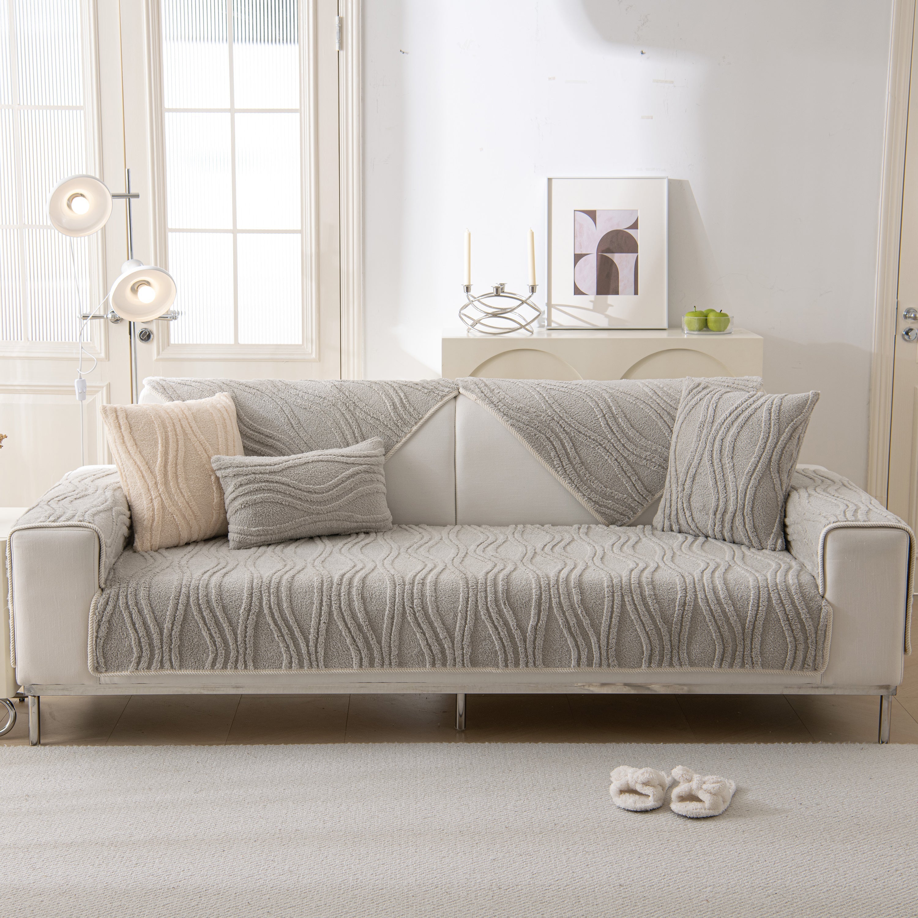 Winter Thickened Non-slip Blanket, Three-Dimensional Embossed Cotton Velvet Sofa Cover