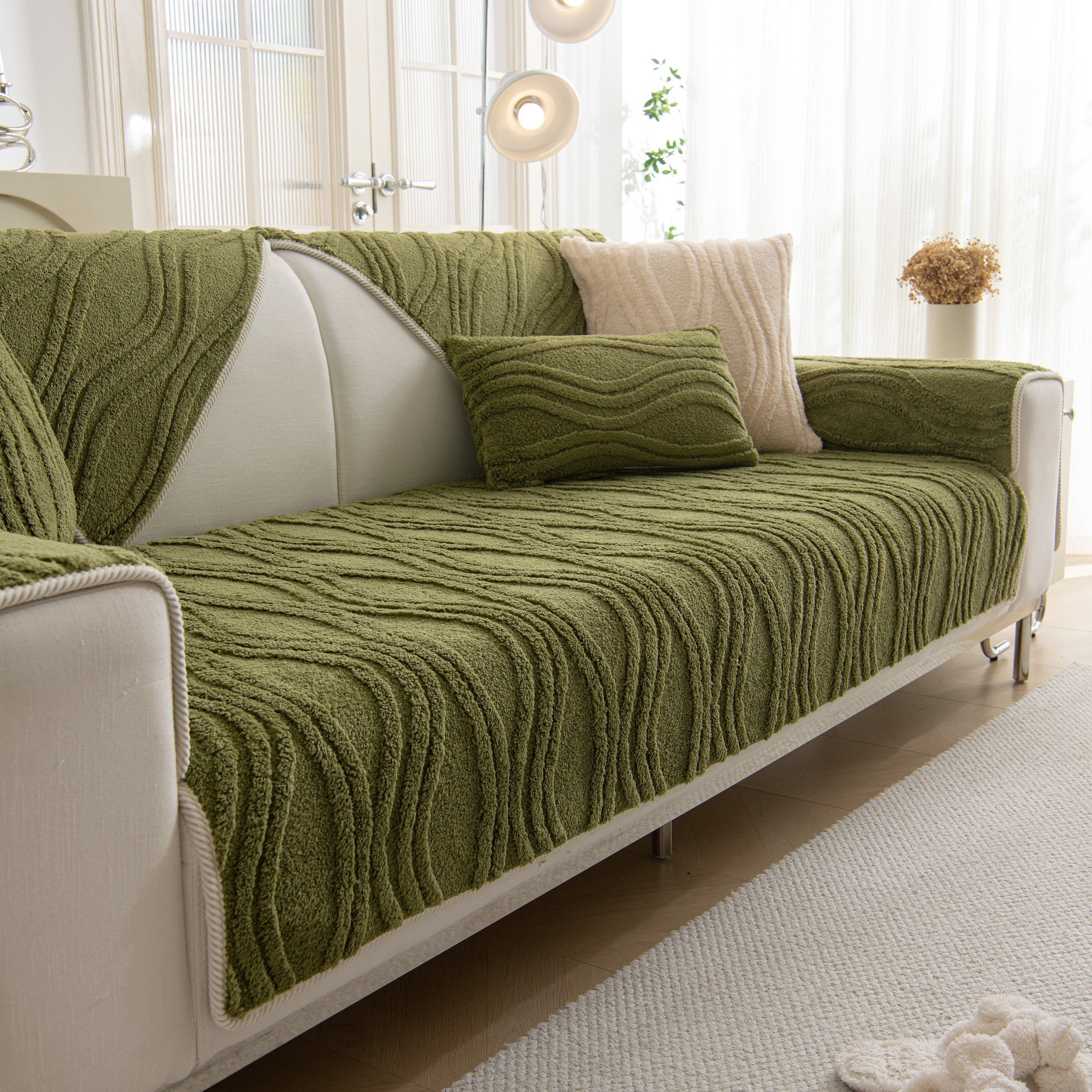Winter Thickened Non-slip Blanket, Three-Dimensional Embossed Cotton Velvet Sofa Cover
