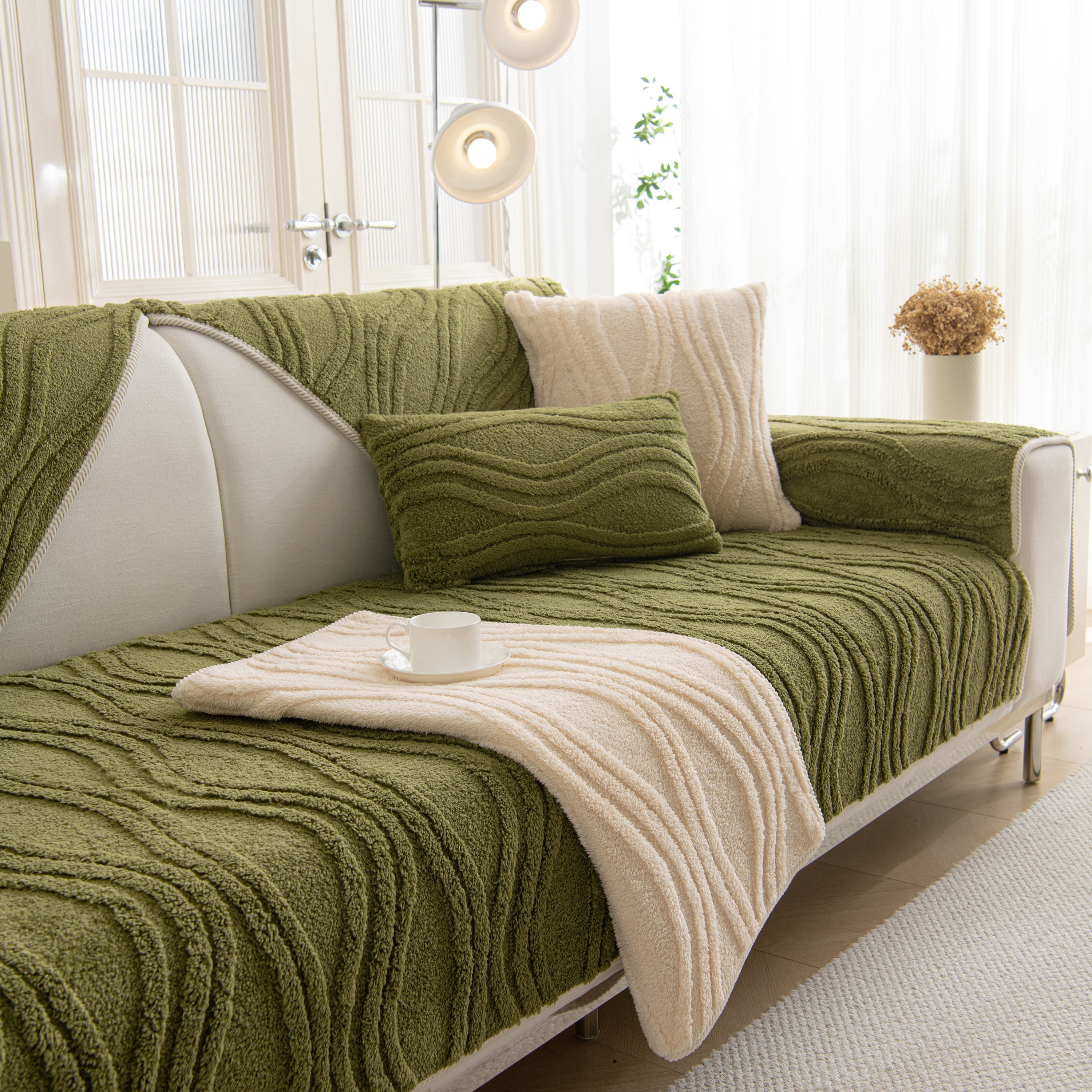Winter Thickened Non-slip Blanket, Three-Dimensional Embossed Cotton Velvet Sofa Cover