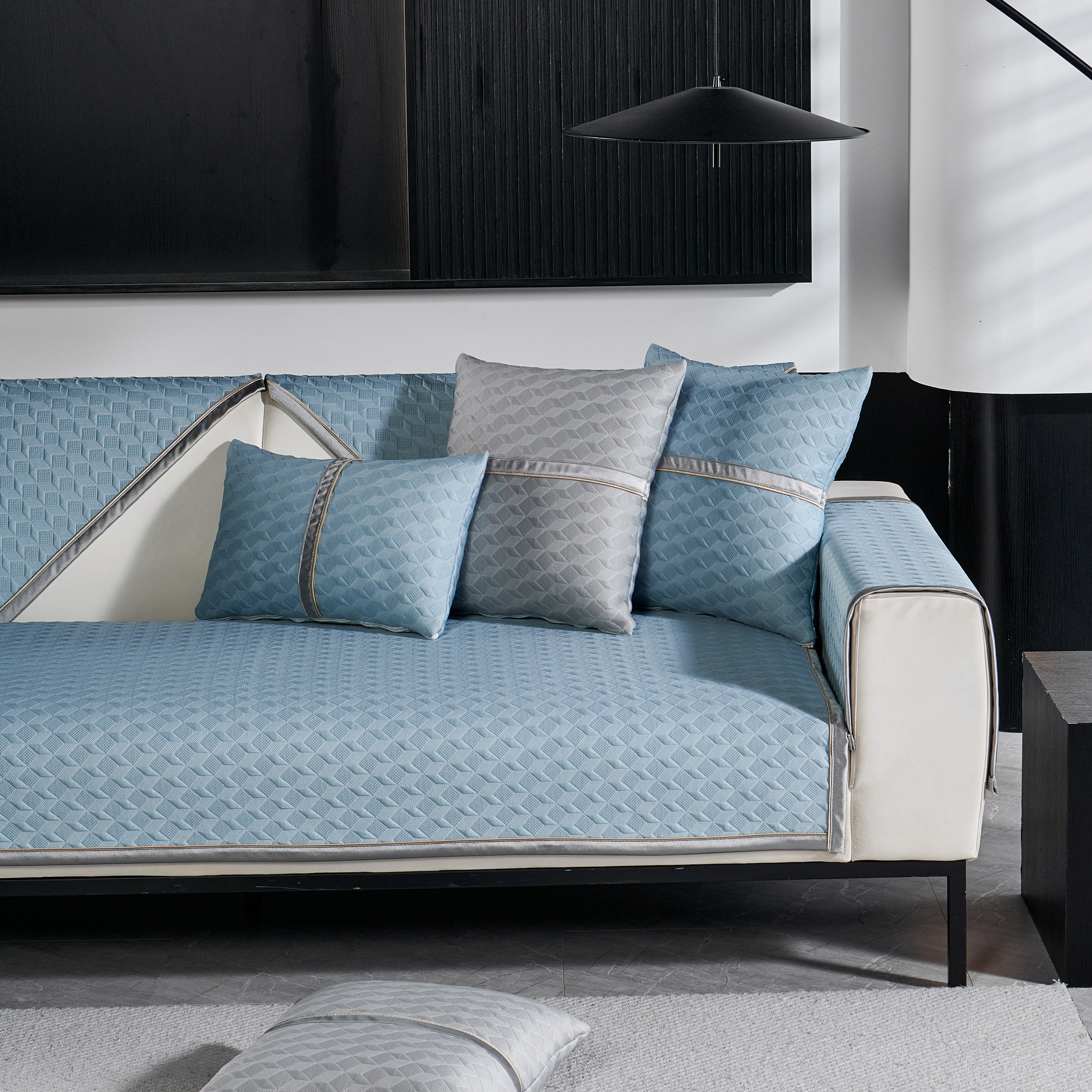 Geometric 3D Sofa Cover, Non-Slip Couch Protector for Seat, Backrest & Armrest