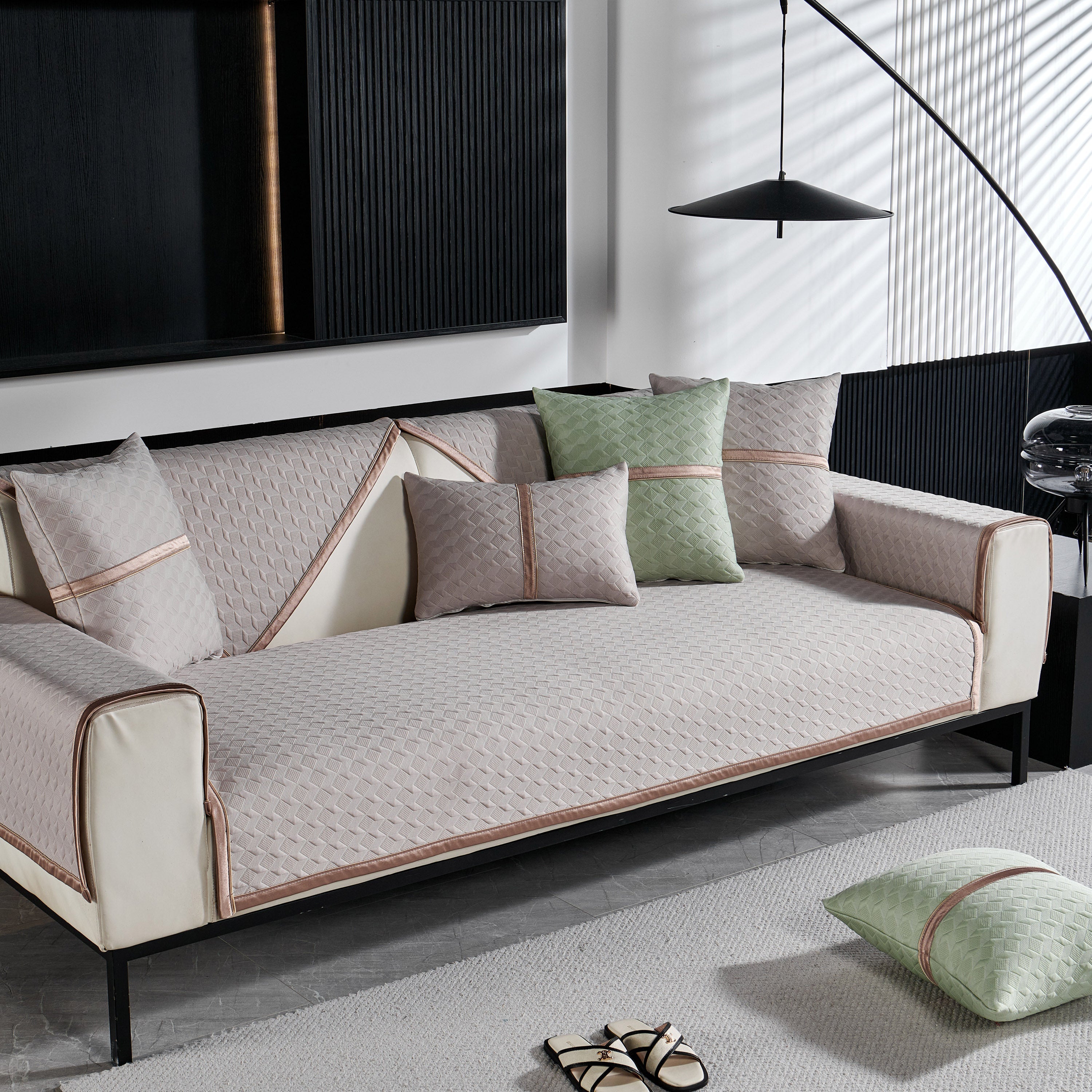 Geometric 3D Sofa Cover, Non-Slip Couch Protector for Seat, Backrest & Armrest