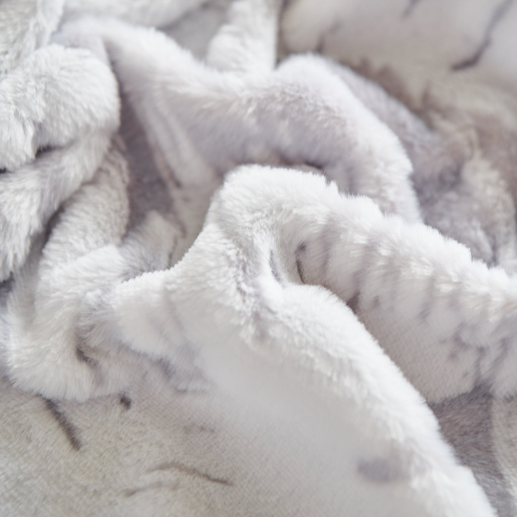 Plush Faux Fur Warm Sofa Cover with Waves Jacquard Textured Throw Blankets for Couch