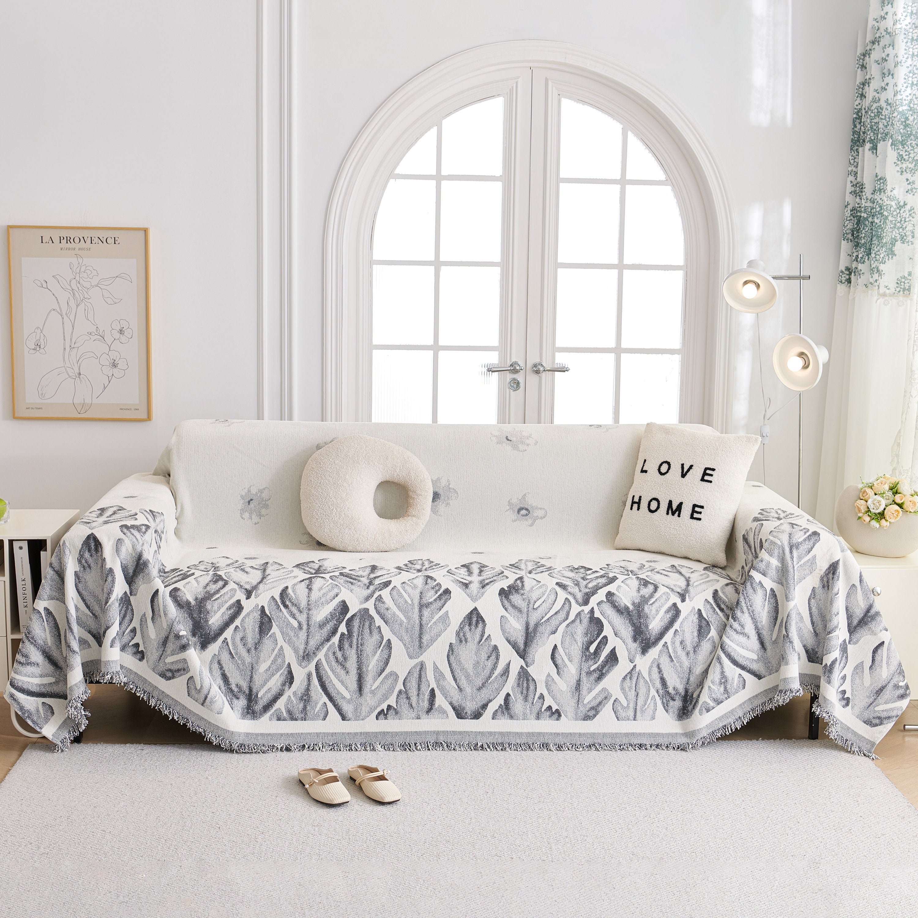 Soft Woven Leaf Couch Blanket, Pet-friendly Sectional Sofa Slipcover For Cats Dogs