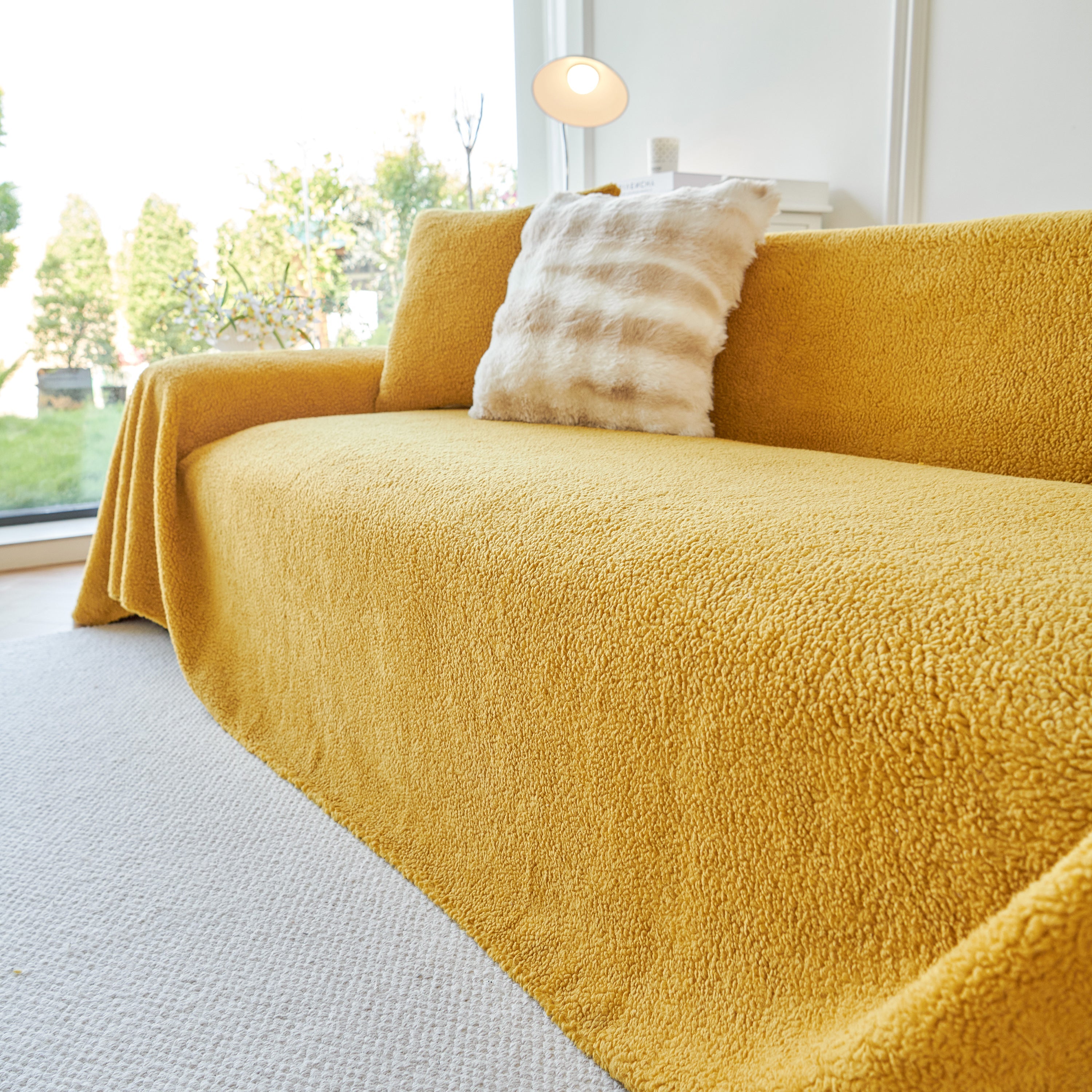 Thick Sherpa Fleece Sofa Protector Cover Stylish Durable Slipcovers for Couches and Chairs