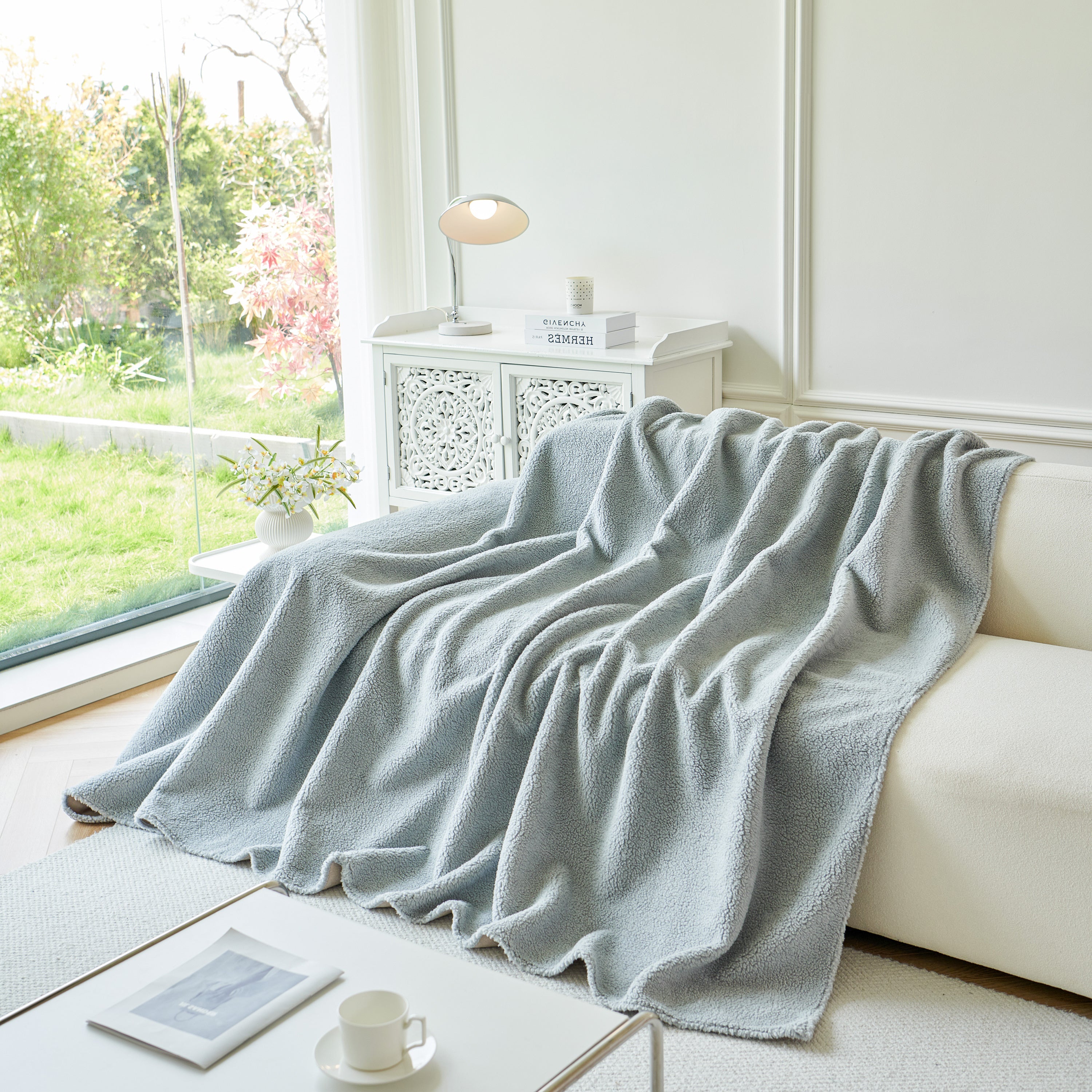 Thick Sherpa Fleece Sofa Protector Cover Stylish Durable Slipcovers for Couches and Chairs