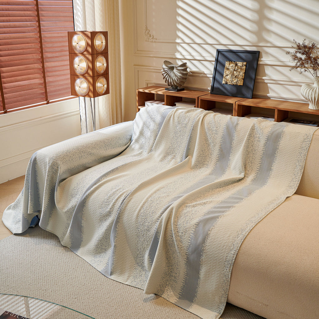Modern Striped Couch Protector Blanket, Furniture Slipcover for L Shaped Sectionals