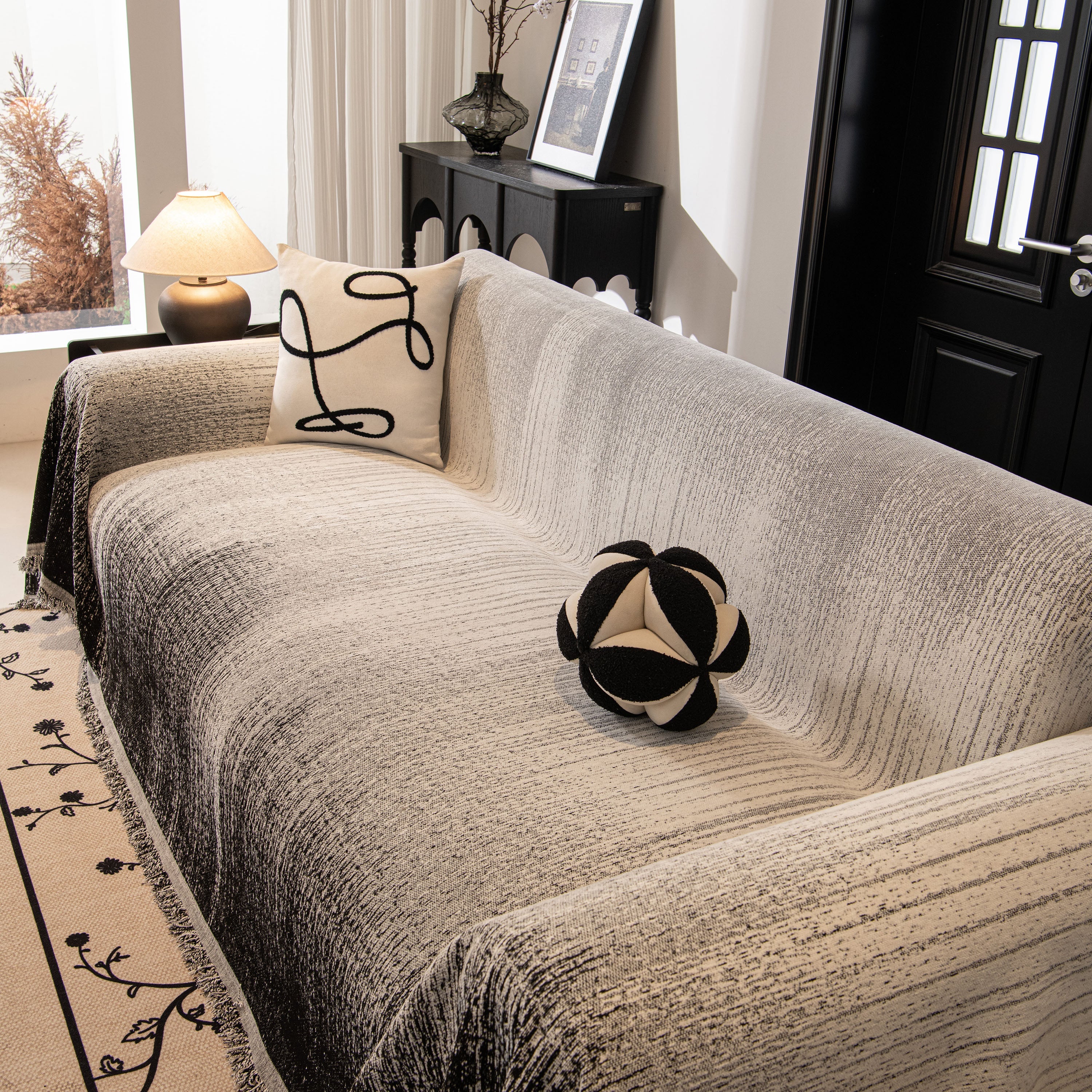 Modern Textured Sofa Cover Blanket, Tightly Woven Pet Sofa Throw for Sectional Couches