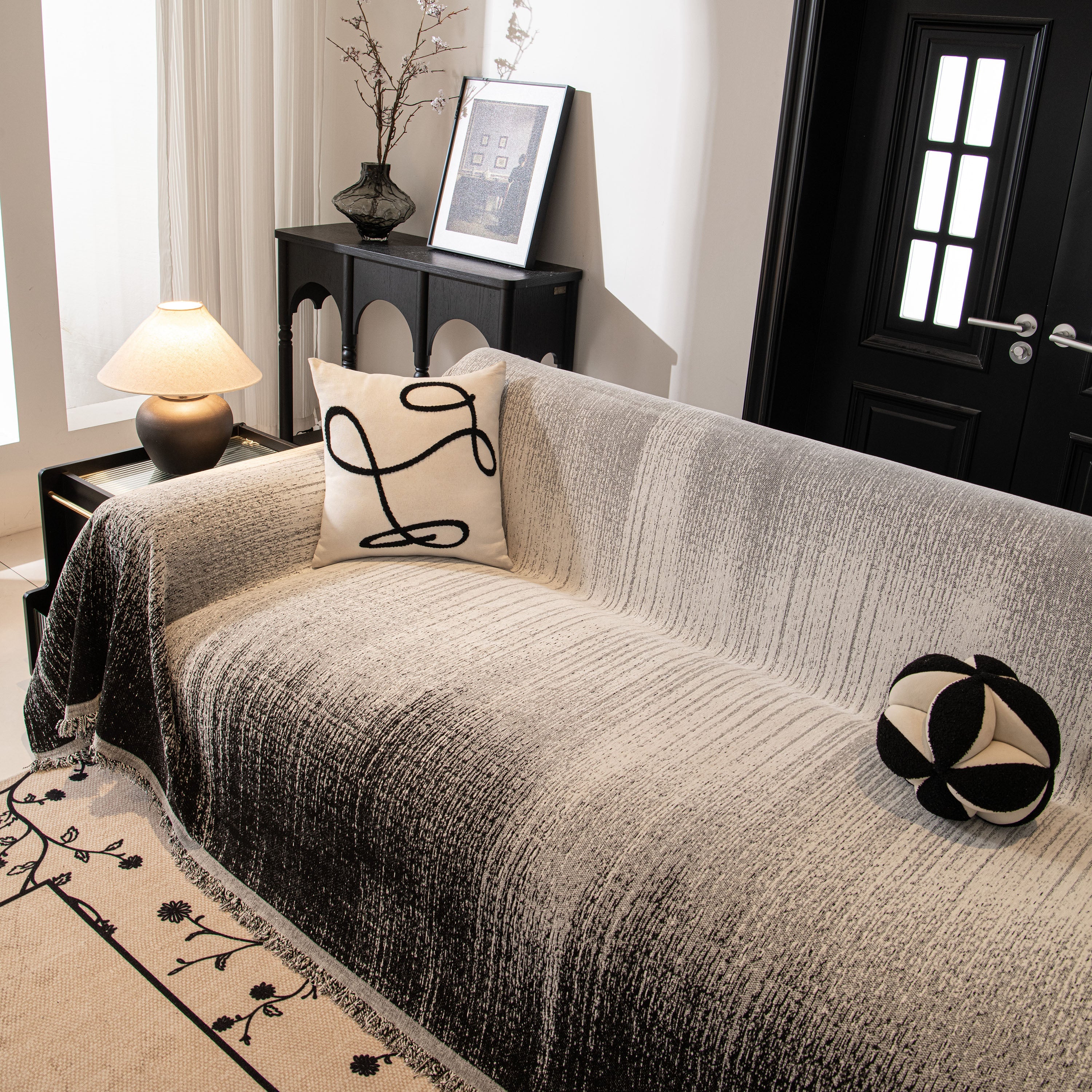 Modern Textured Sofa Cover Blanket, Tightly Woven Pet Sofa Throw for Sectional Couches