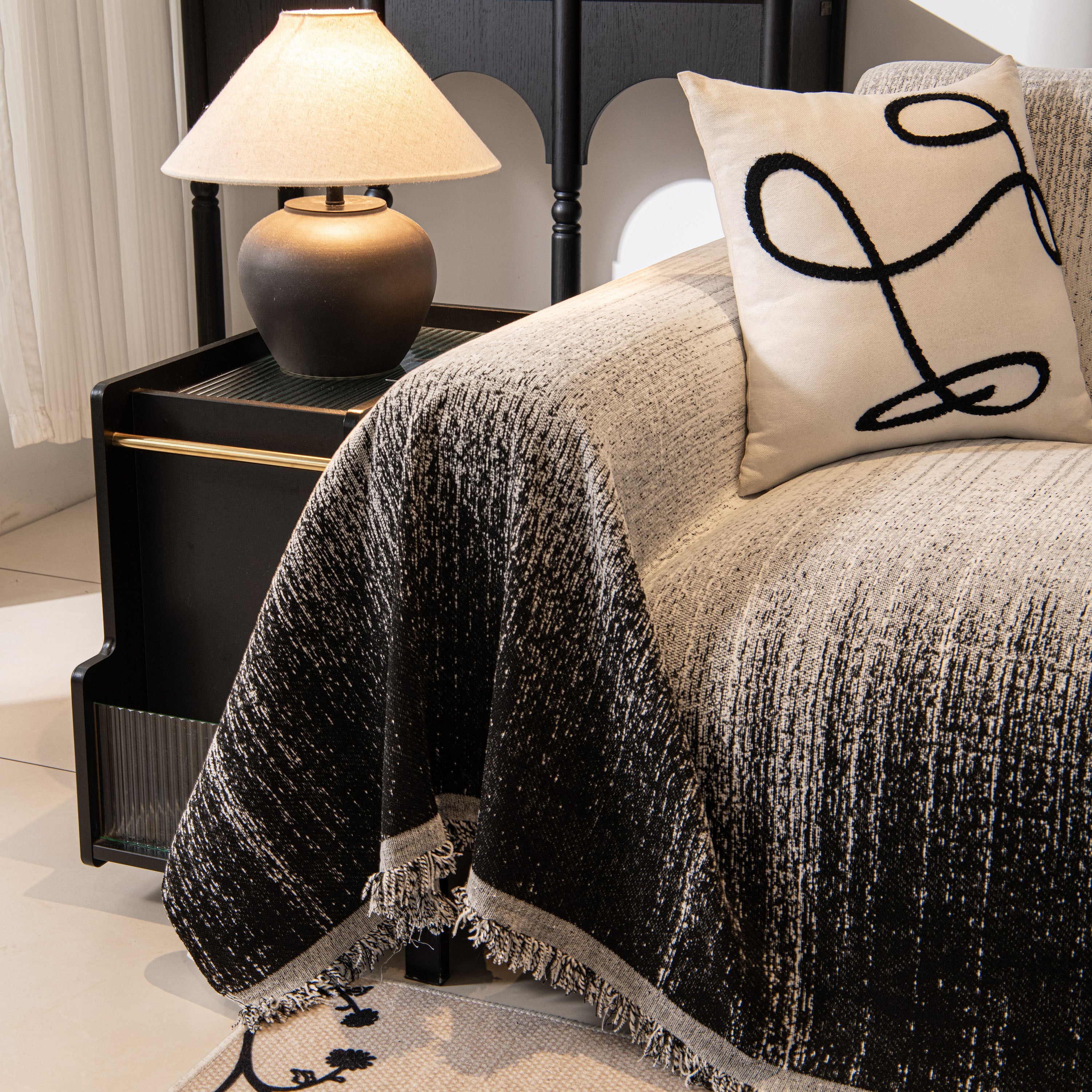 Modern Textured Sofa Cover Blanket, Tightly Woven Pet Sofa Throw for Sectional Couches