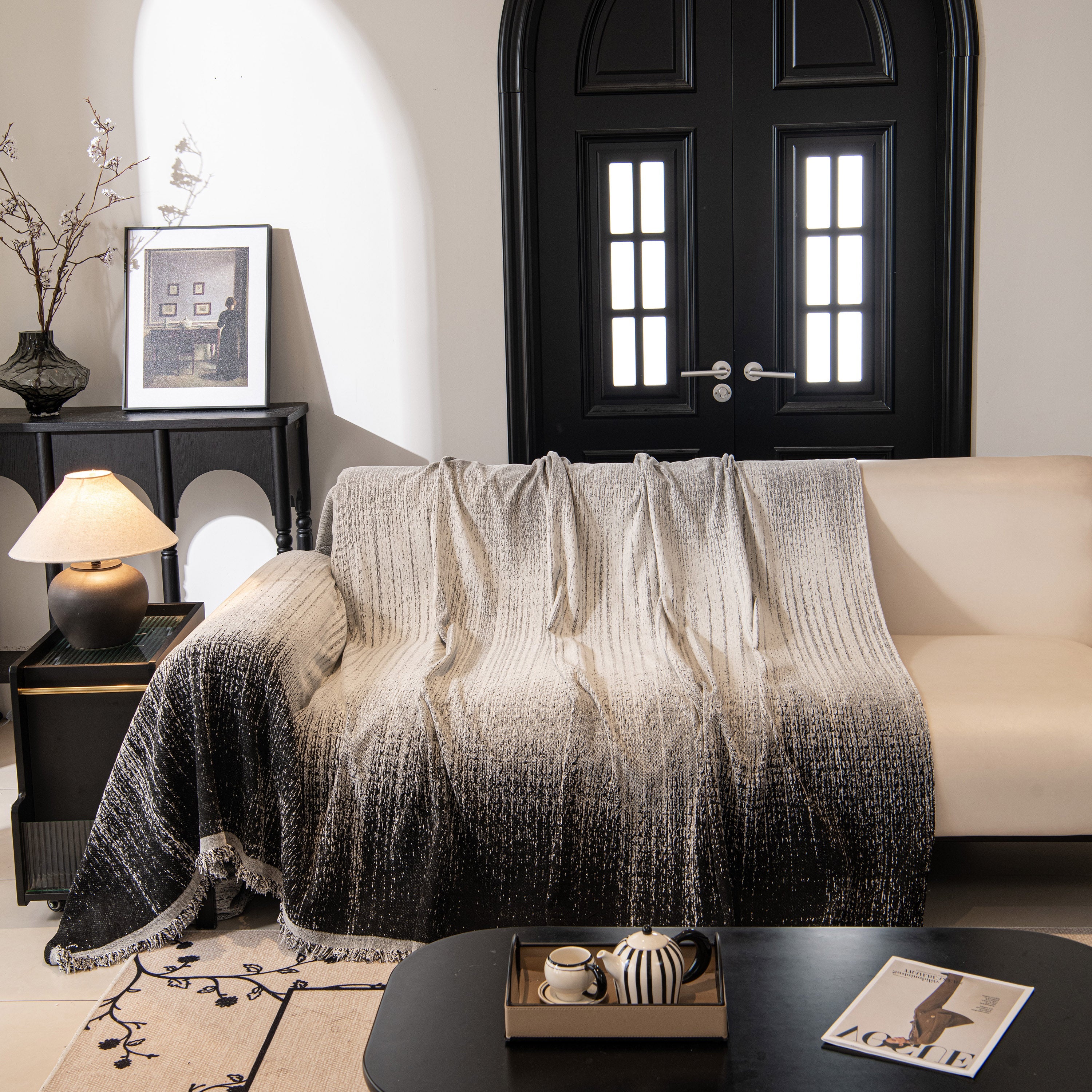 Modern Textured Sofa Cover Blanket, Tightly Woven Pet Sofa Throw for Sectional Couches