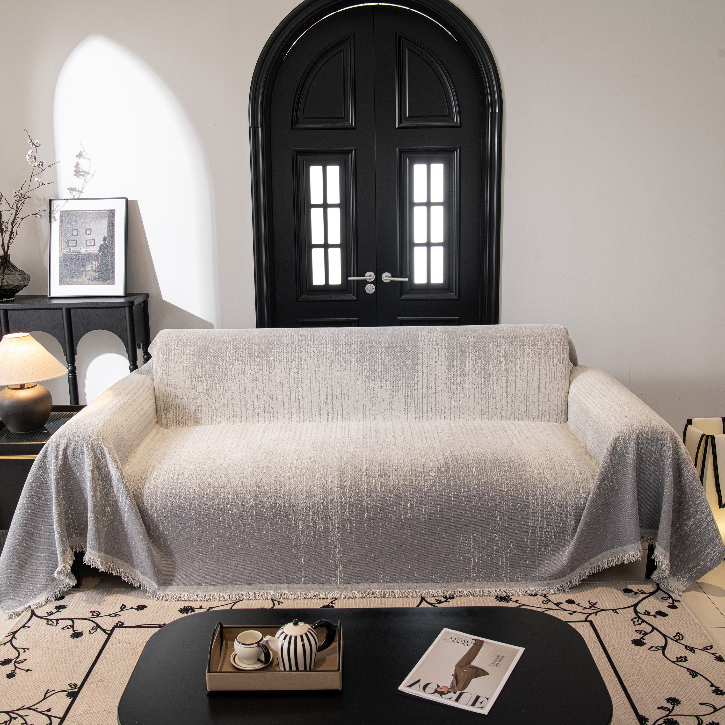 Modern Textured Sofa Cover Blanket, Tightly Woven Pet Sofa Throw for Sectional Couches