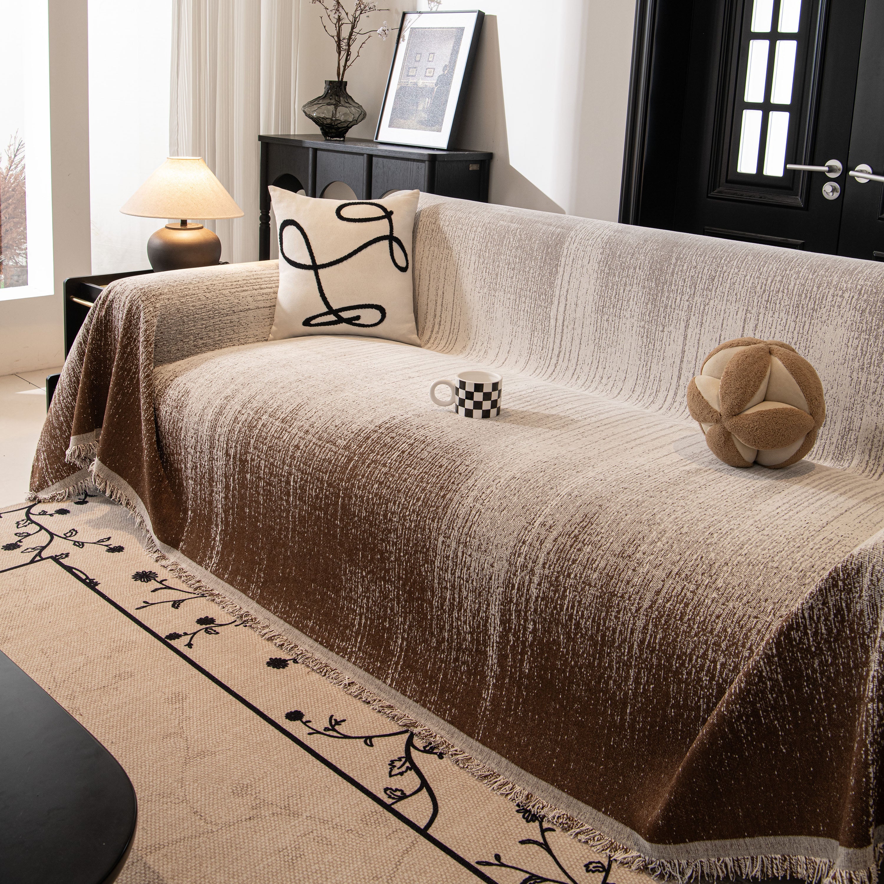 Modern Textured Sofa Cover Blanket, Tightly Woven Pet Sofa Throw for Sectional Couches