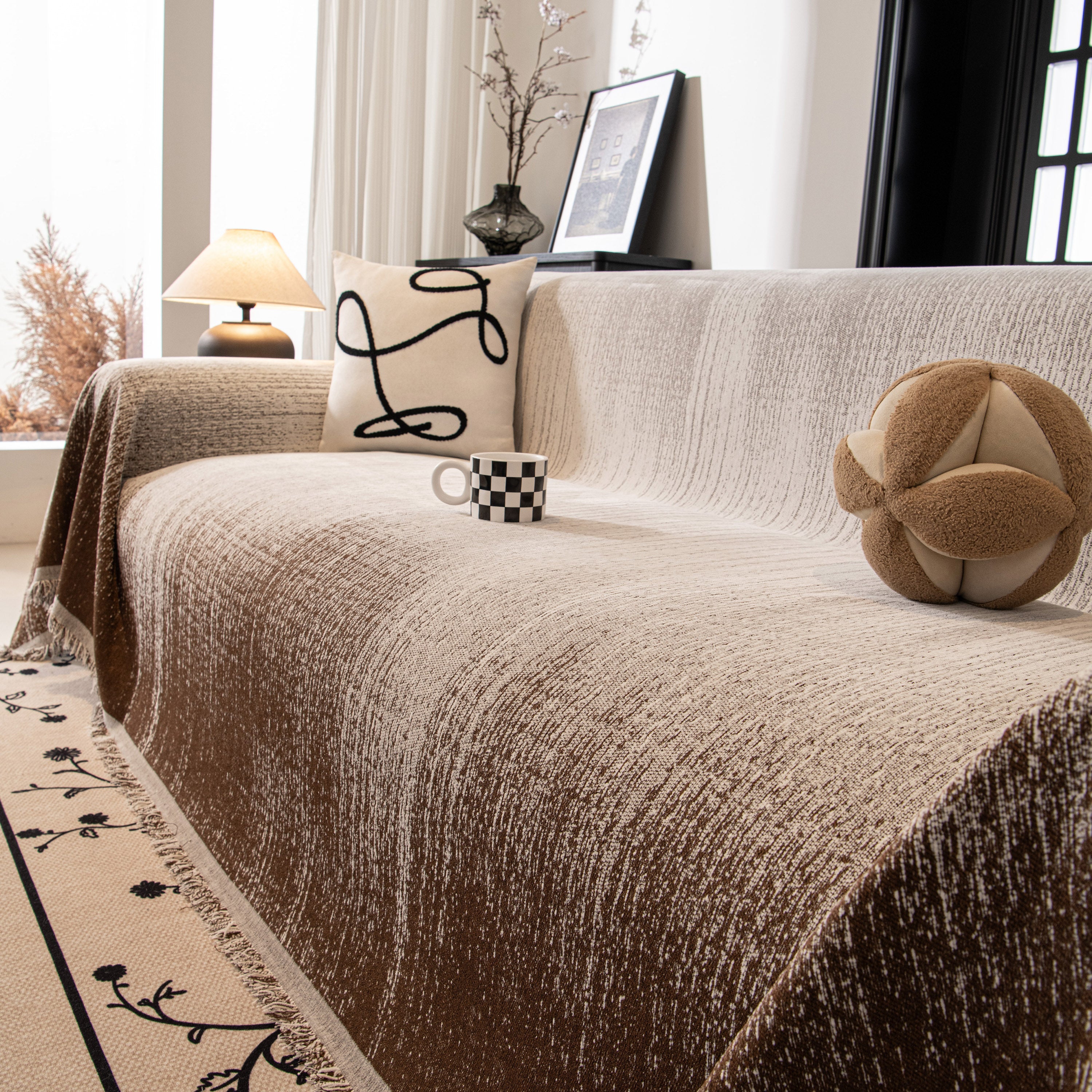 Modern Textured Sofa Cover Blanket, Tightly Woven Pet Sofa Throw for Sectional Couches