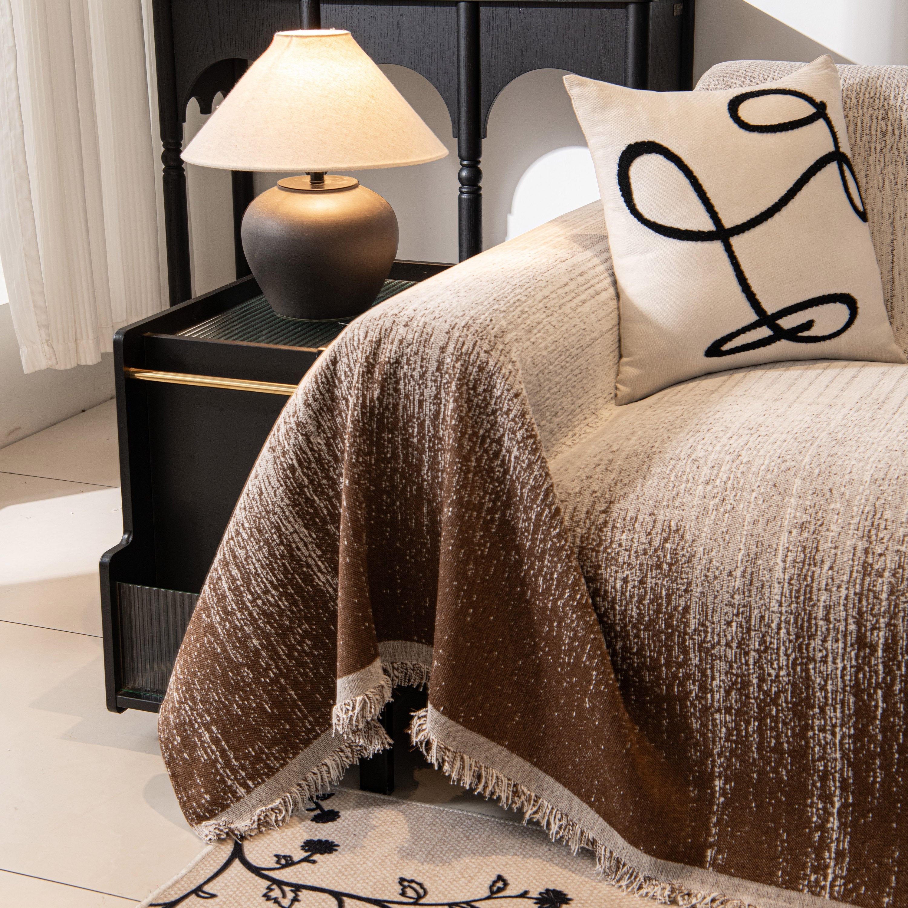 Modern Textured Sofa Cover Blanket, Tightly Woven Pet Sofa Throw for Sectional Couches