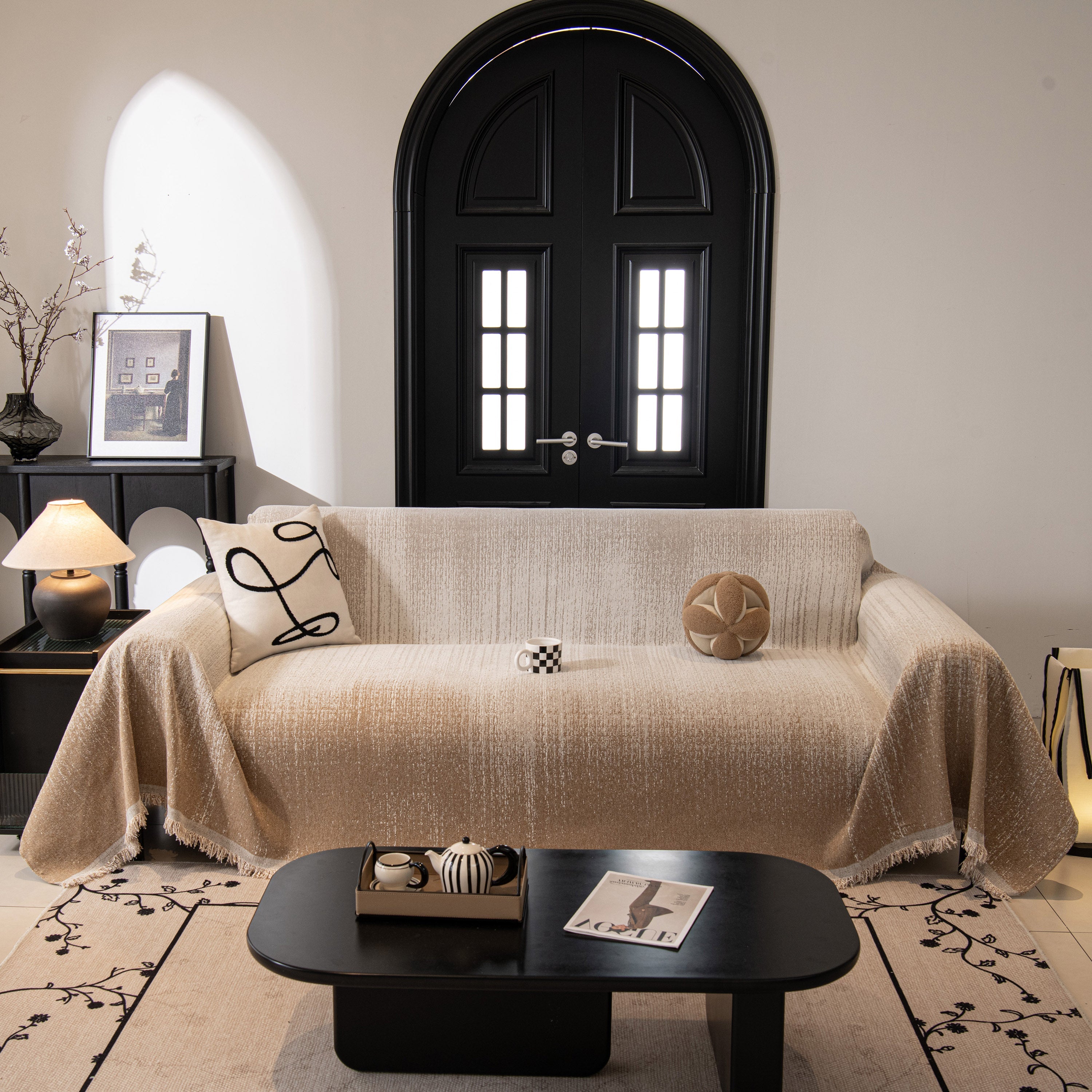 Modern Textured Sofa Cover Blanket, Tightly Woven Pet Sofa Throw for Sectional Couches