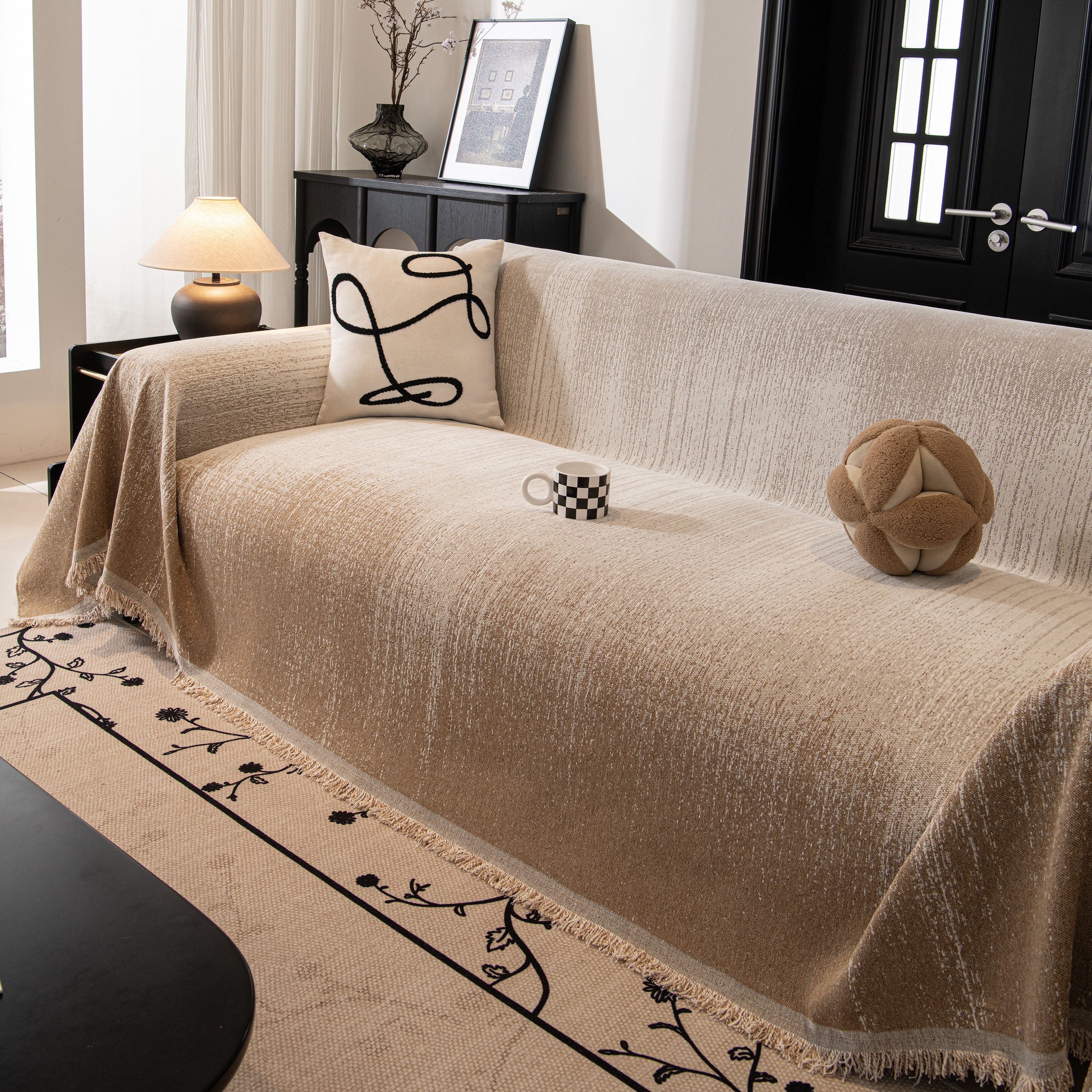 Modern Textured Sofa Cover Blanket, Tightly Woven Pet Sofa Throw for Sectional Couches