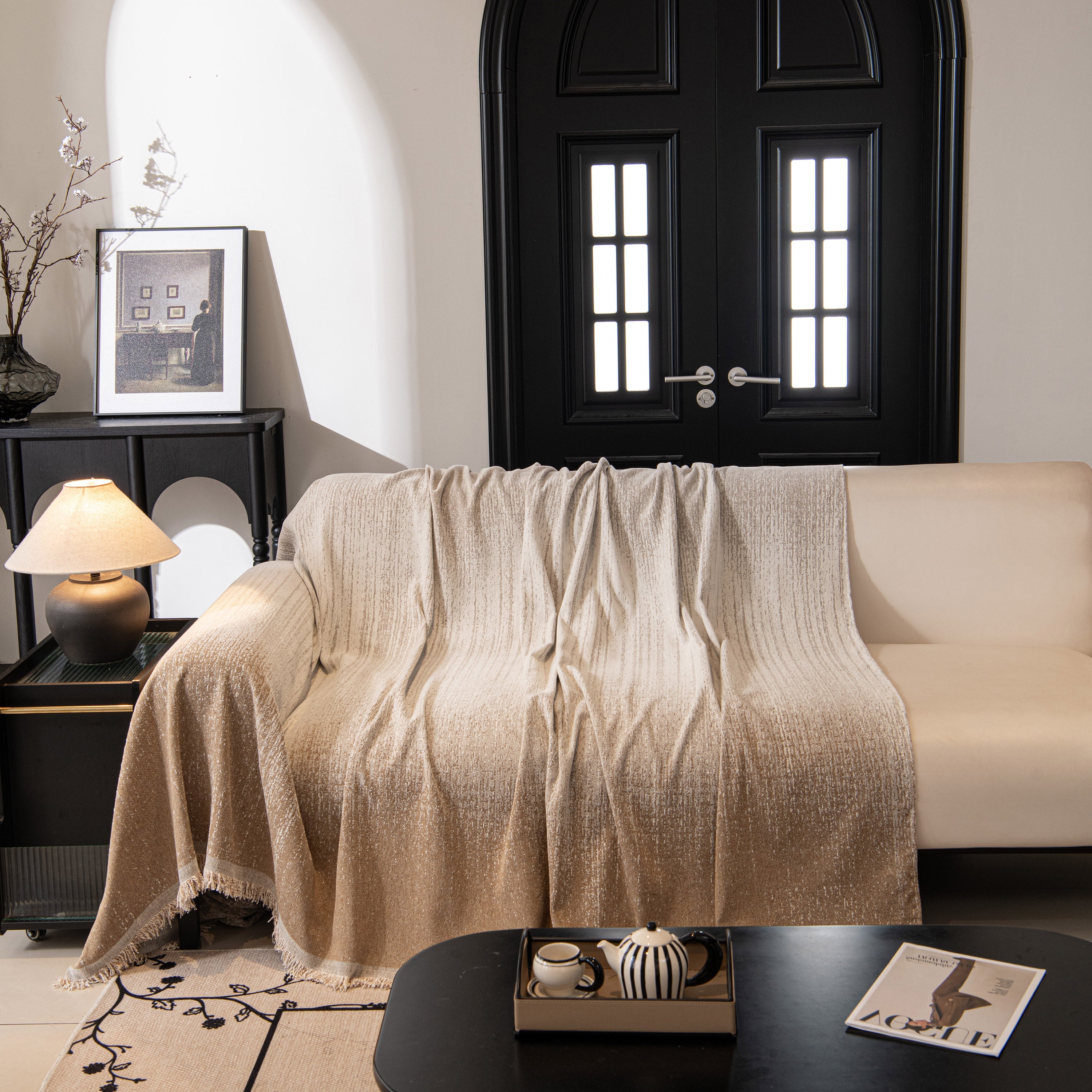 Modern Textured Sofa Cover Blanket, Tightly Woven Pet Sofa Throw for Sectional Couches
