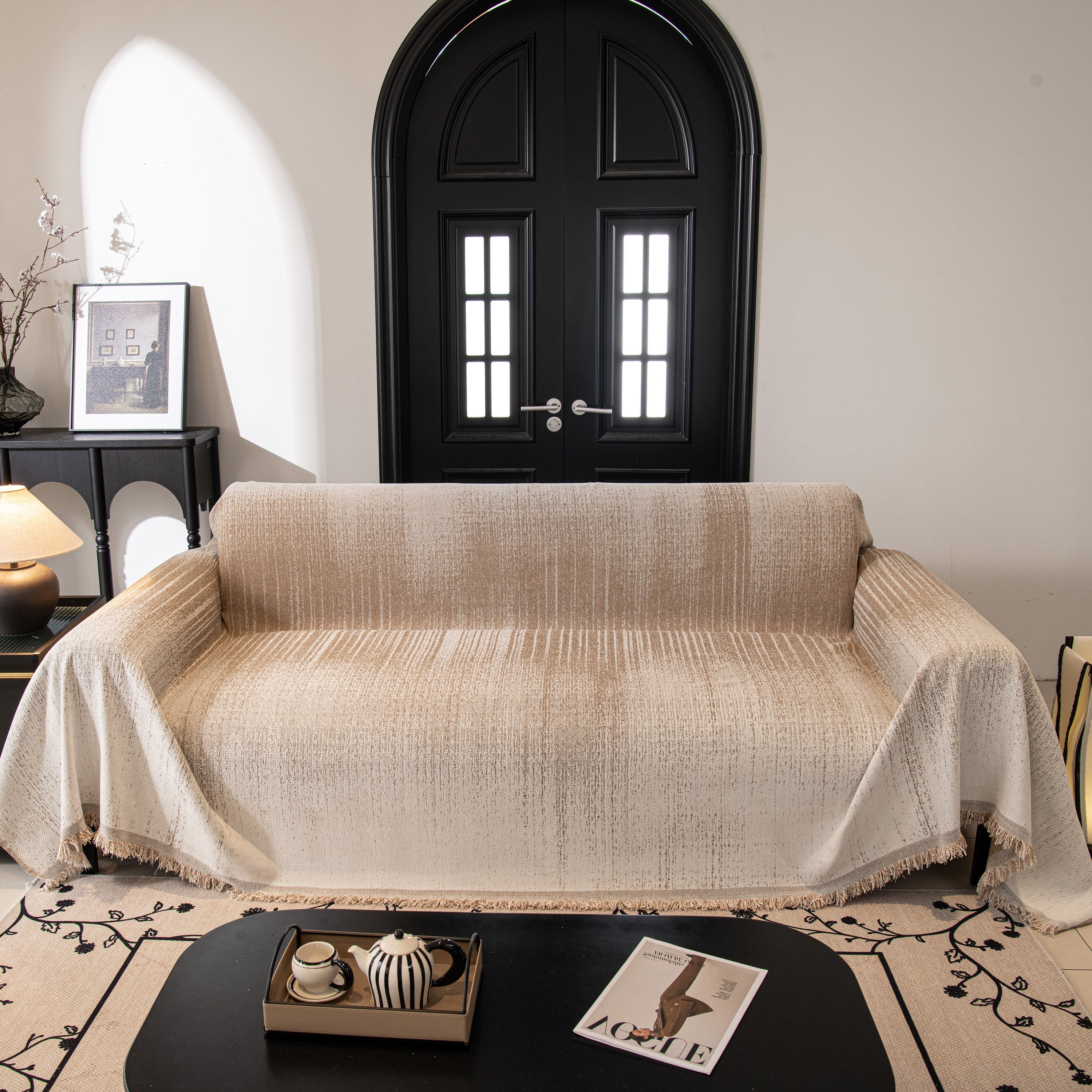 Modern Textured Sofa Cover Blanket, Tightly Woven Pet Sofa Throw for Sectional Couches