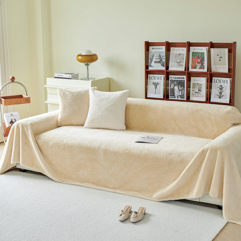 Faux Fur Smooth Plush Comfy Couch Covers, Soft Thicked Durable Blankets and Throws for Sofas