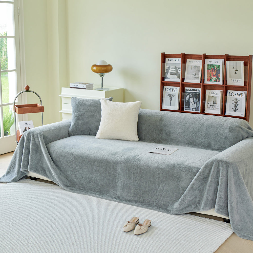 Faux Fur Smooth Plush Comfy Couch Covers, Soft Thicked Durable Blankets and Throws for Sofas