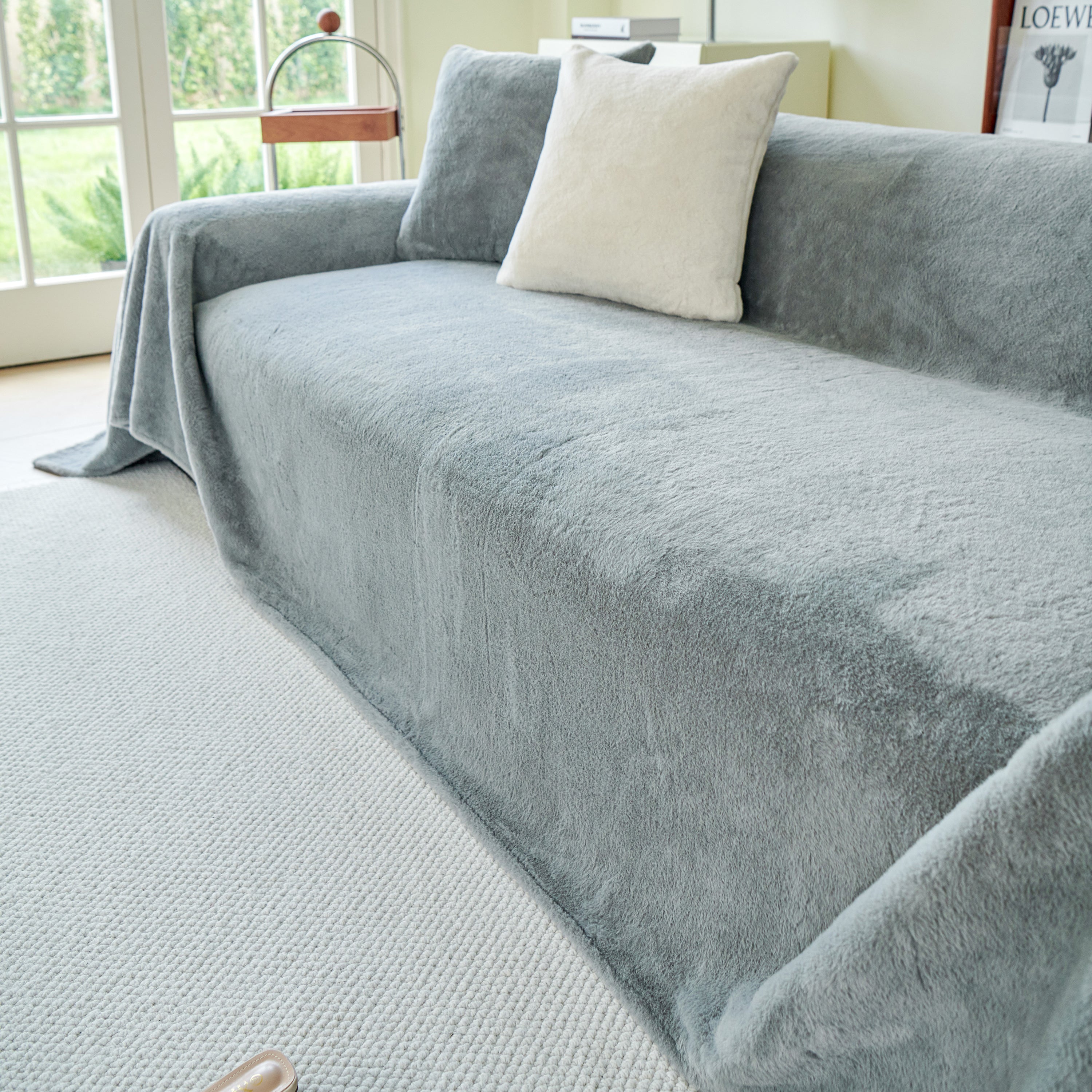 Faux Fur Smooth Plush Comfy Couch Covers, Soft Thicked Durable Blankets and Throws for Sofas
