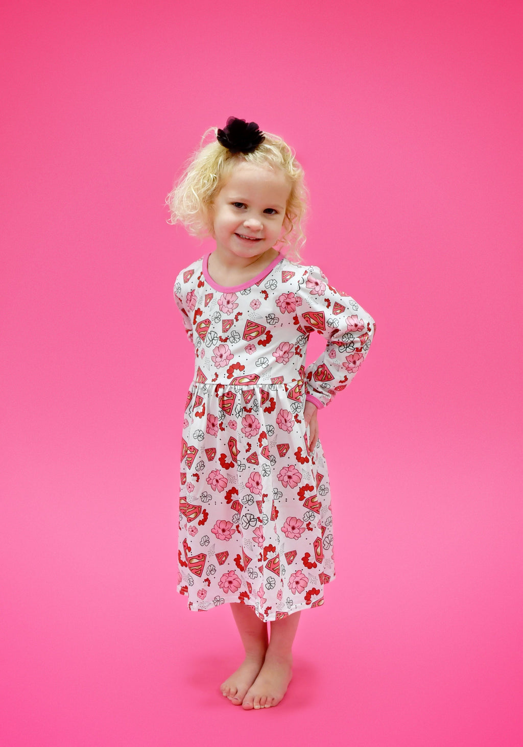 Super Valentine Long Sleeve Milk Silk Dress