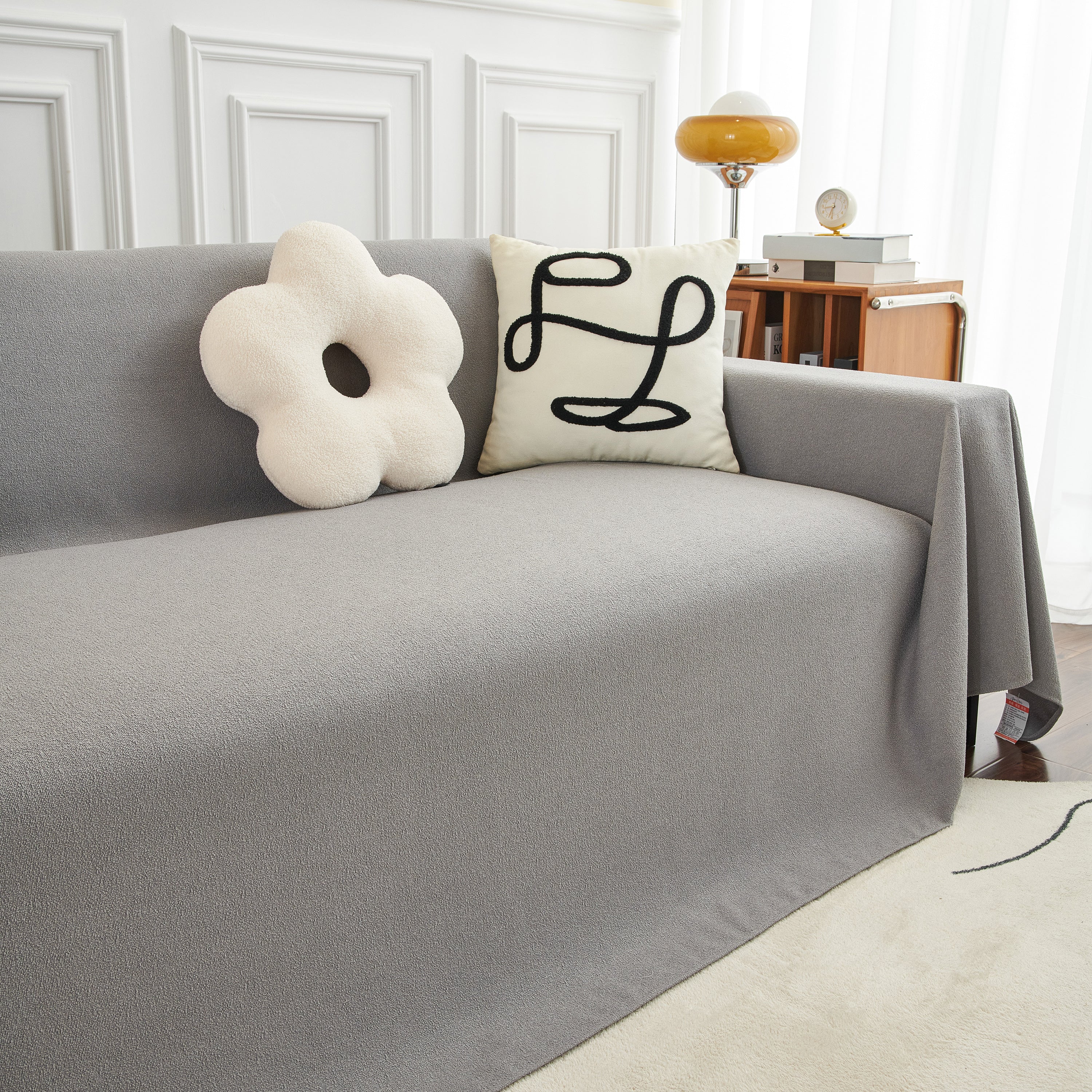 Teddy Throw Blanket and Stylish Slipcover for Couch, Waterproof Sofa Cover for Pets
