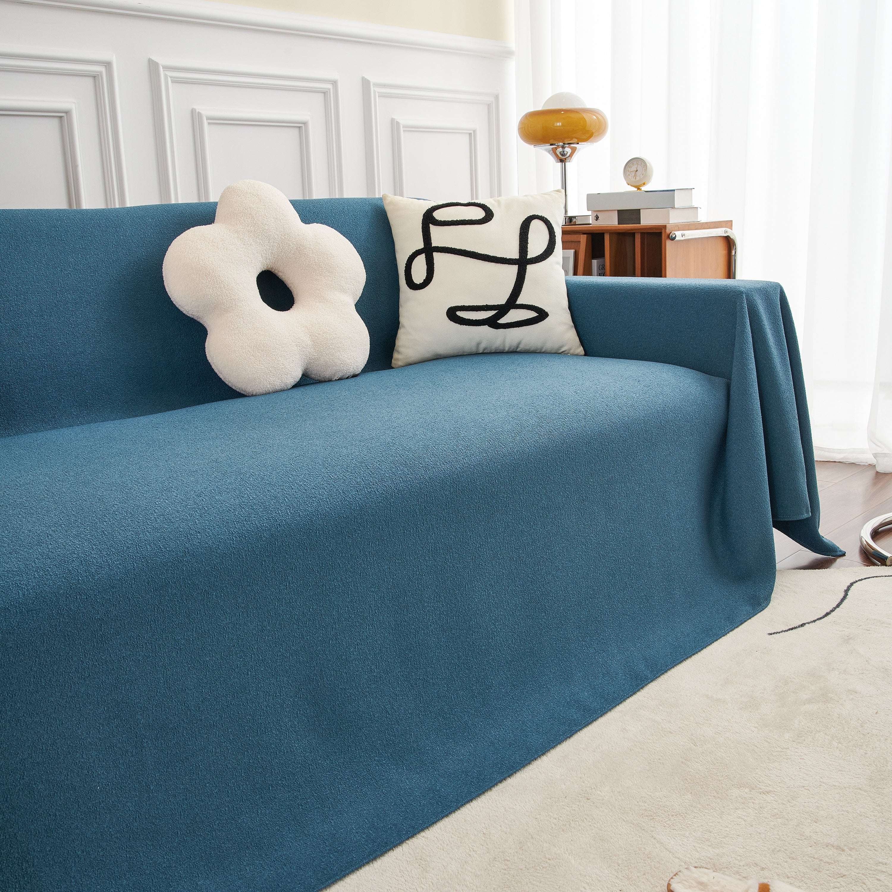 Teddy Throw Blanket and Stylish Slipcover for Couch, Waterproof Sofa Cover for Pets