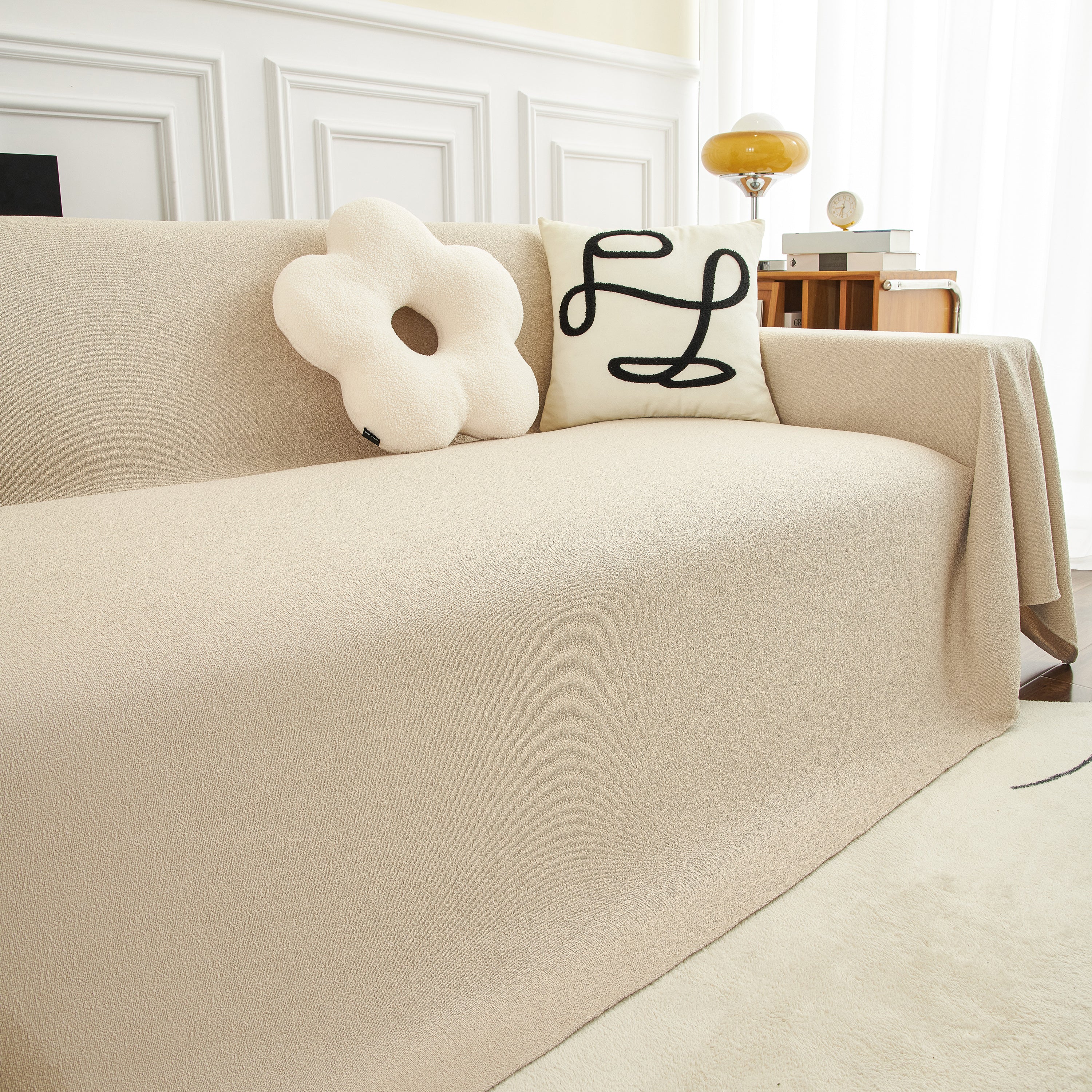 Teddy Throw Blanket and Stylish Slipcover for Couch, Waterproof Sofa Cover for Pets