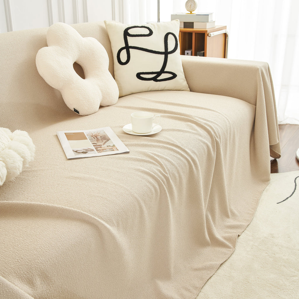 Teddy Throw Blanket and Stylish Slipcover for Couch, Waterproof Sofa Cover for Pets