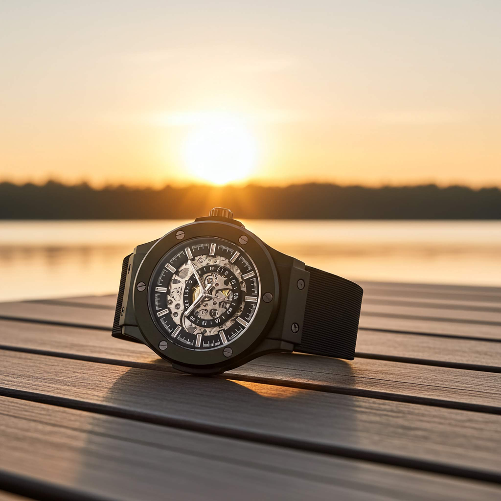 The 199 Gunmetal -Skeleton Automatic Luxury Watch by Dapr