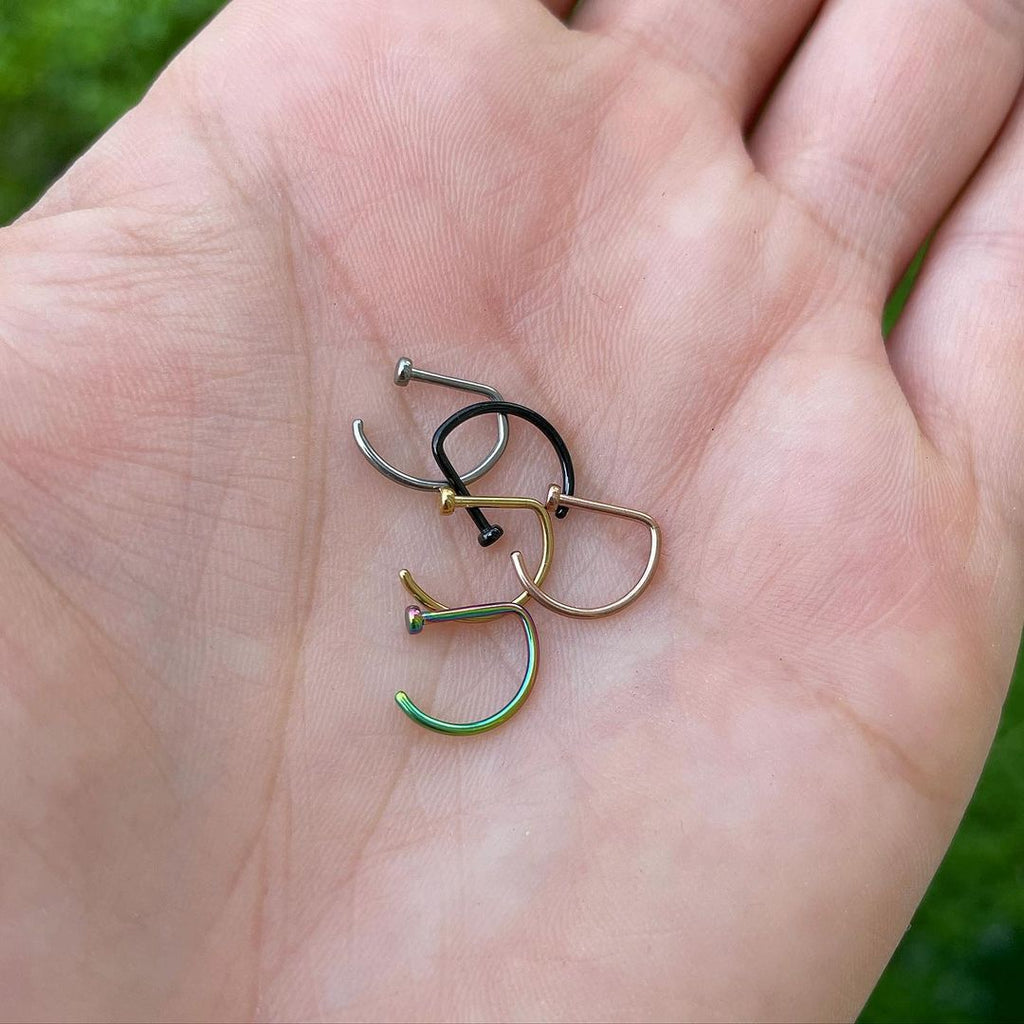 20G 5/16 Implant Grade Titanium D Shape Nose Hoop