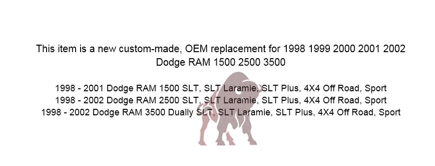1998-2002 Dodge Ram 1500 2500 3500 (Backrest Without Logo): Choose From Variation