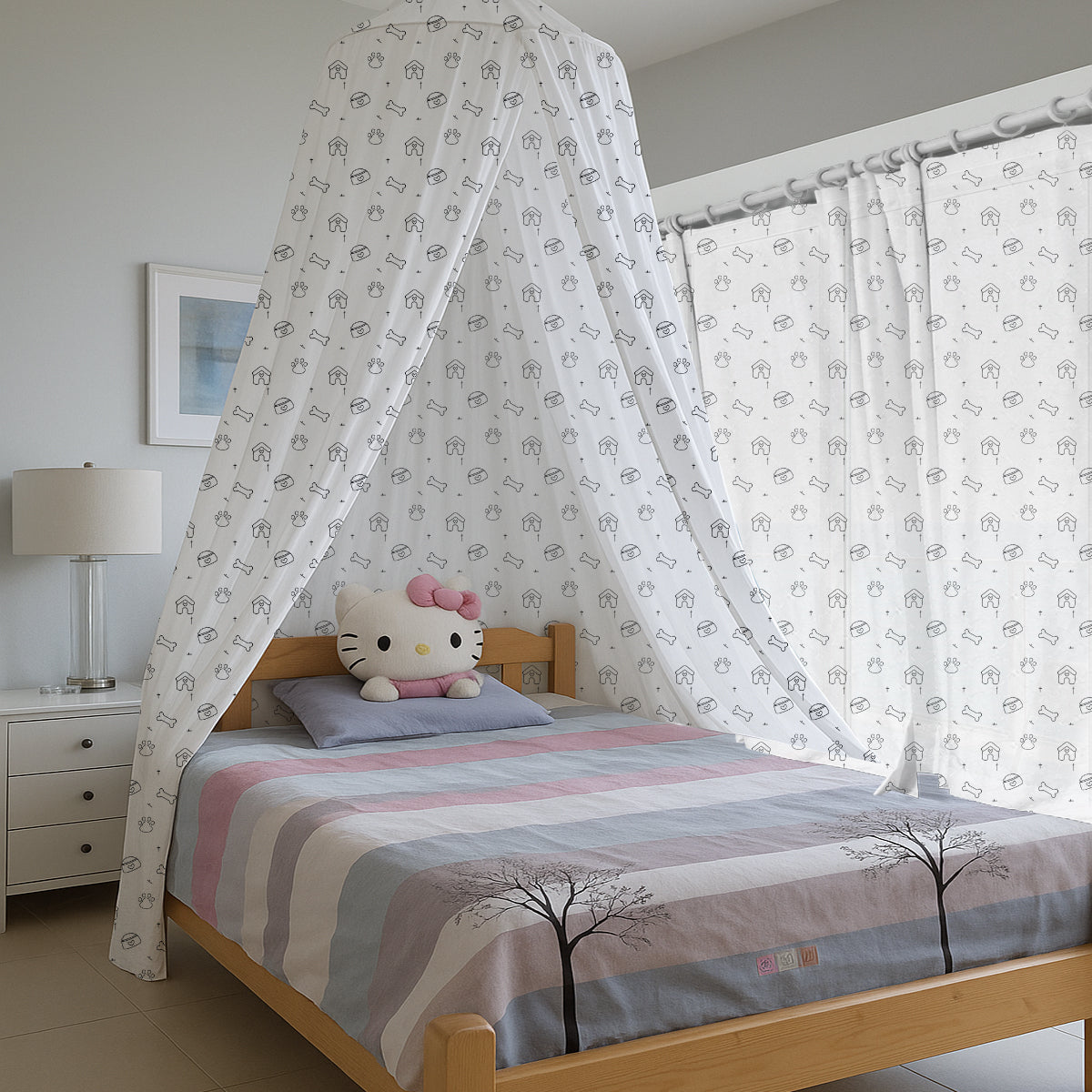 Dog Toy Food Bone Printed Canopy