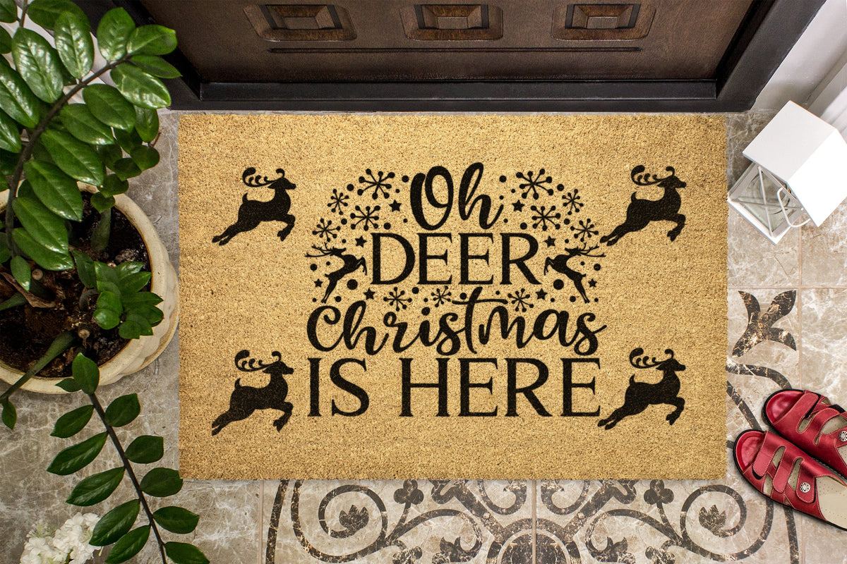 Oh Deer Christmas is Here Outdoor Bristle Doormat