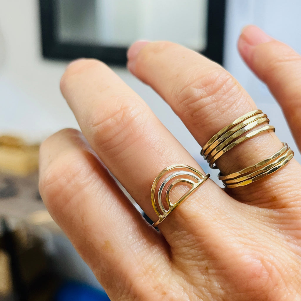 14K Gold filled TRIPLE ARCH RING