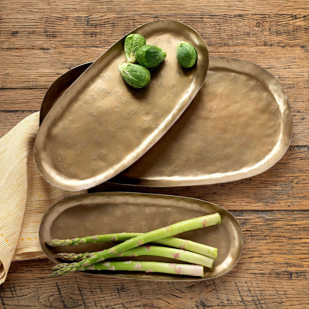 Vintage Gold Iron Serving Tray Set